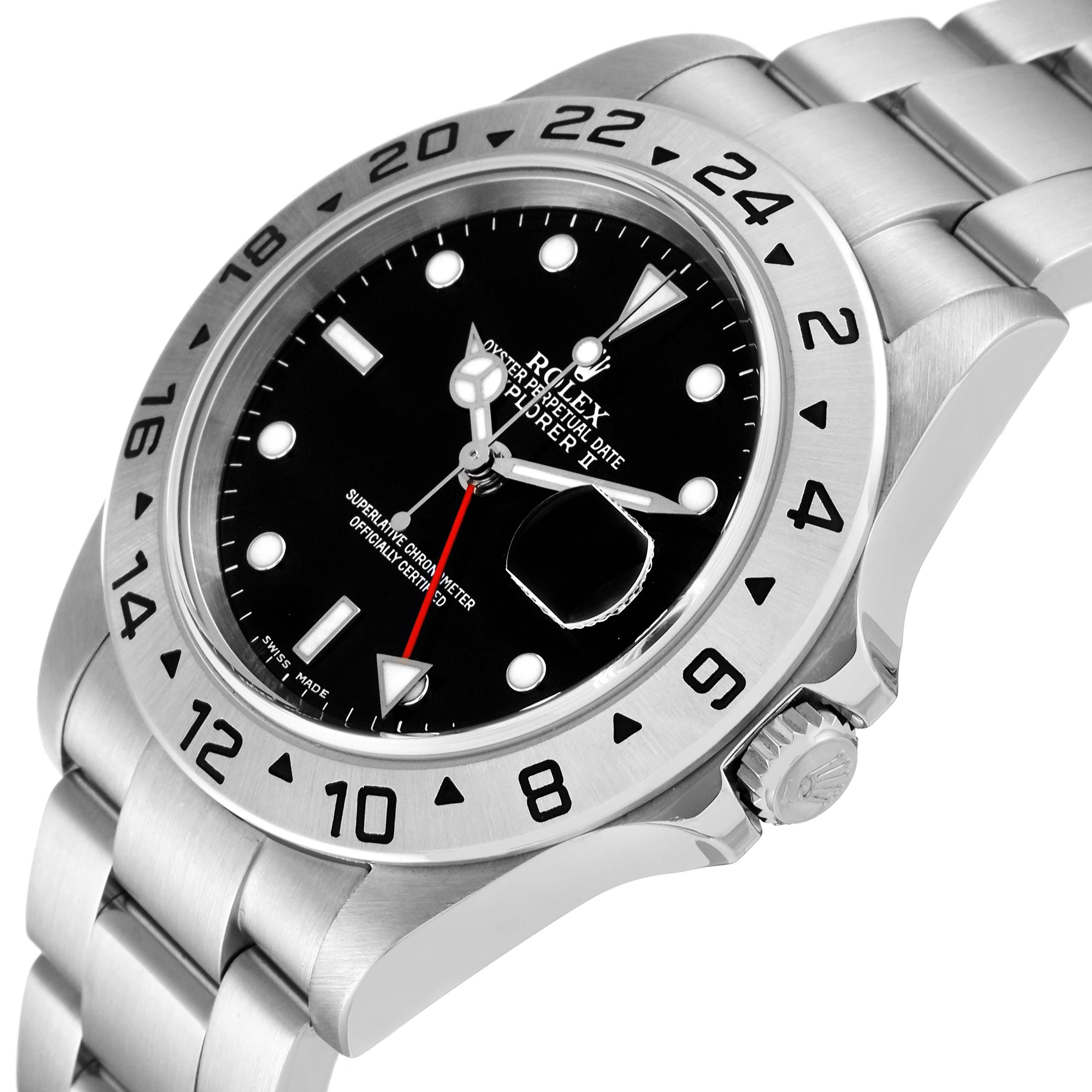 The image shows an angled view of the face and part of the bracelet of a Rolex Explorer 16570 Men's Stainless Steel Black Dial 16570 Men's Stainless Steel Black Dial watch.