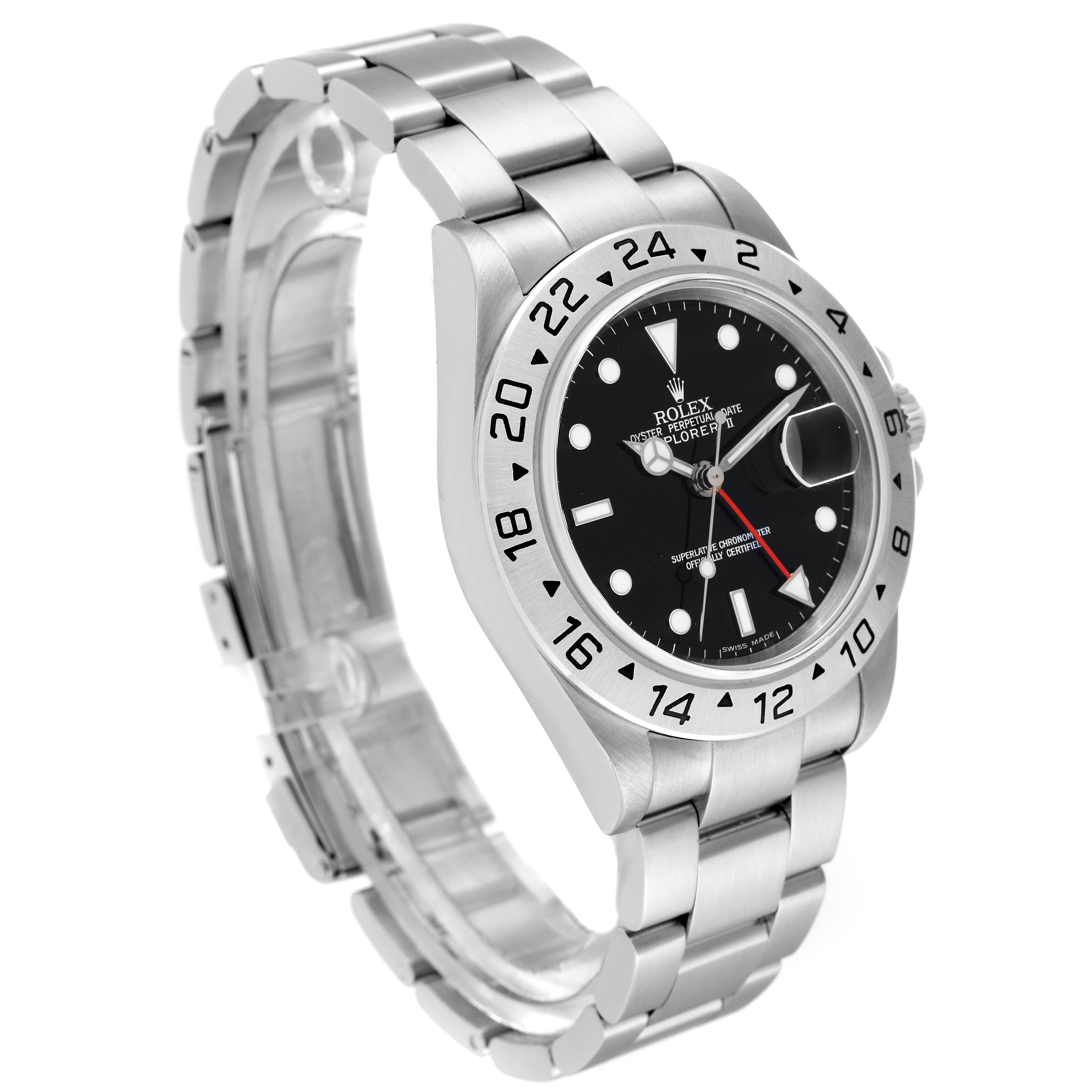 This image shows a Rolex Explorer 16570 Men's Stainless Steel Black Dial 16570 Men's Stainless Steel Black Dial watch at a slight angle, highlighting the face, bezel, and bracelet.
