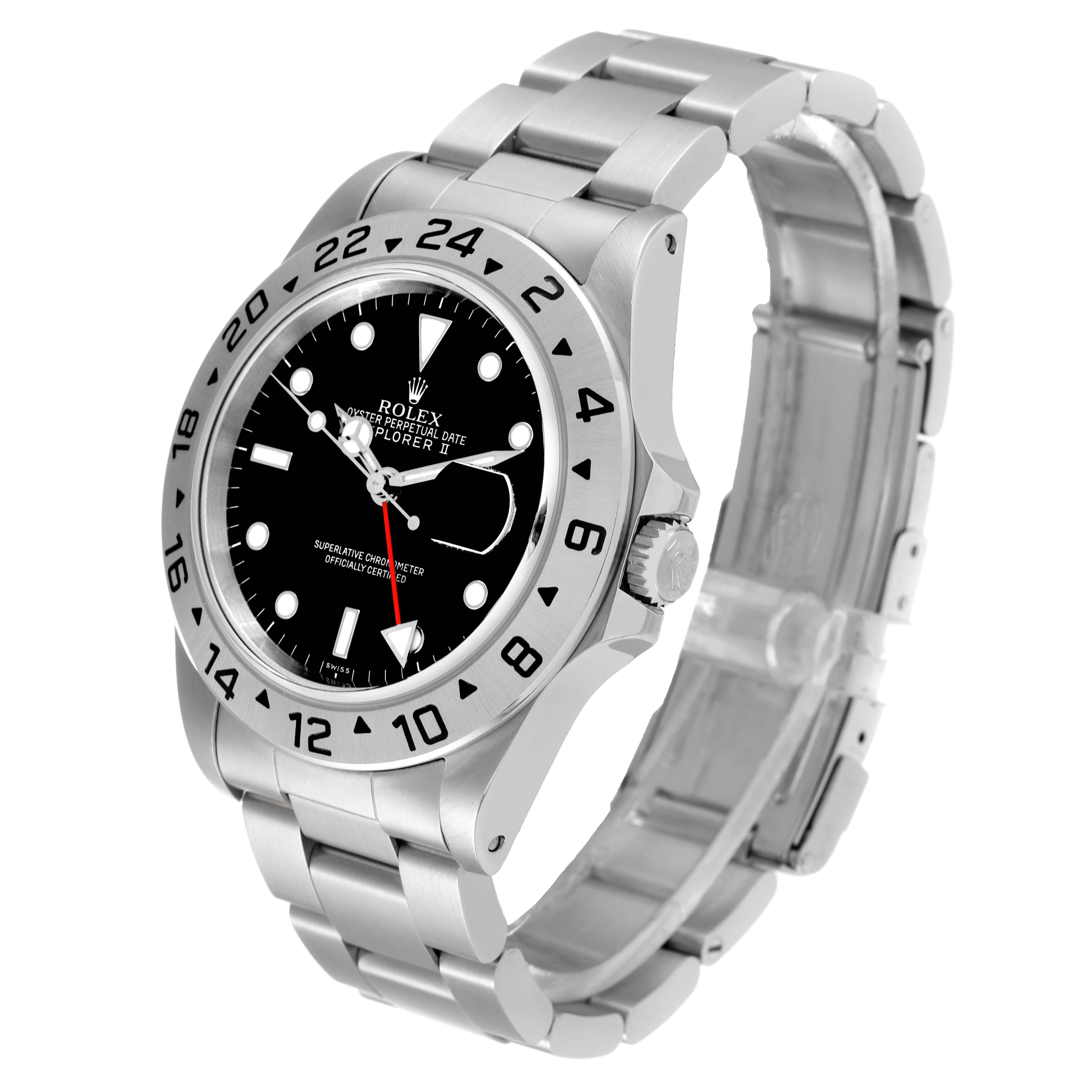 This image shows a Rolex Explorer 16570 Men
s Stainless Steel Black Dial 16570 Men
s Stainless Steel Black Dial watch at a three-quarter angle, displaying the dial, bezel, and stainless steel bracelet.