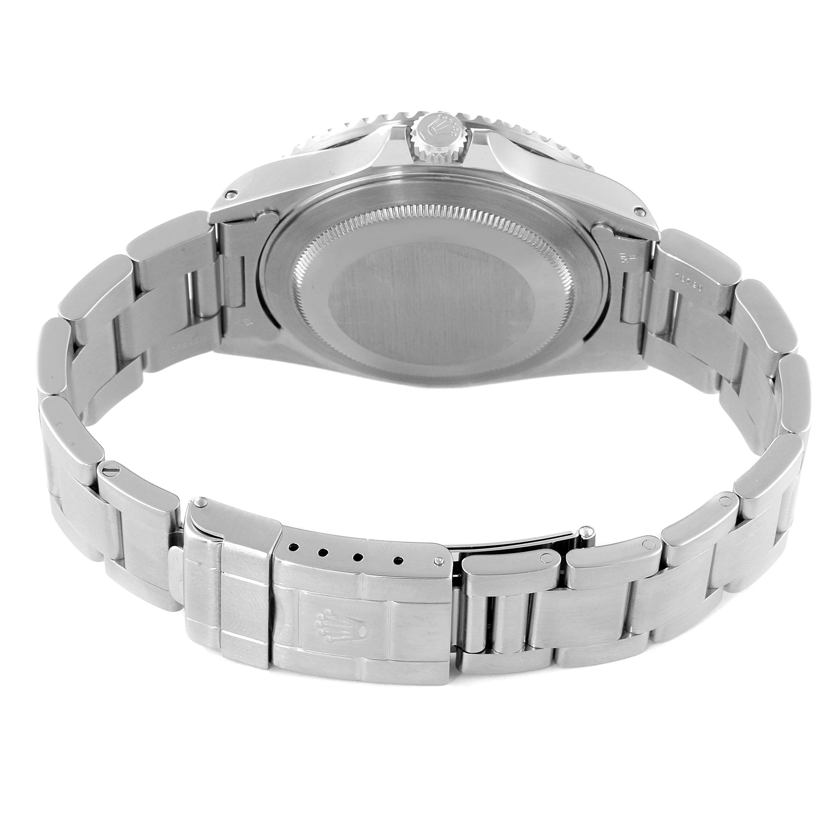 The image shows the back case and bracelet of a Rolex GMT-Master 16710 Men's Stainless Steel Black Dial 16710 Men's Stainless Steel Black Dial watch from a rear angle.