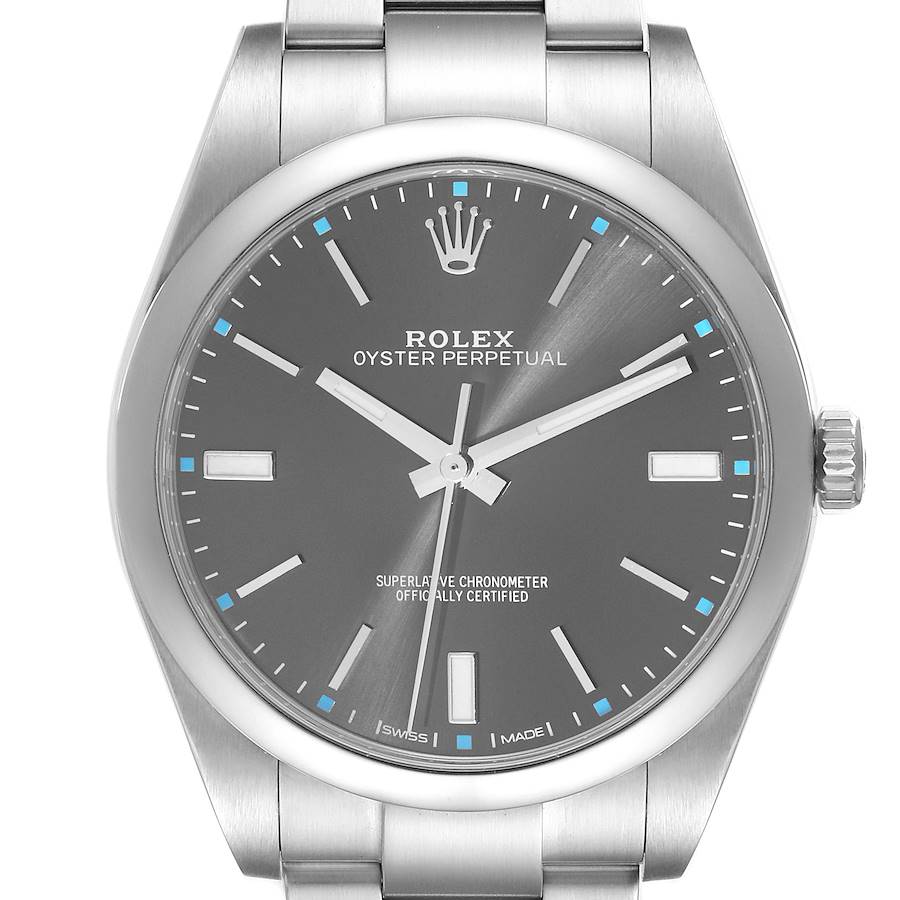 Rolex Oyster Perpetual 39 Rhodium Dial Steel Mens Watch 114300 SwissWatchExpo