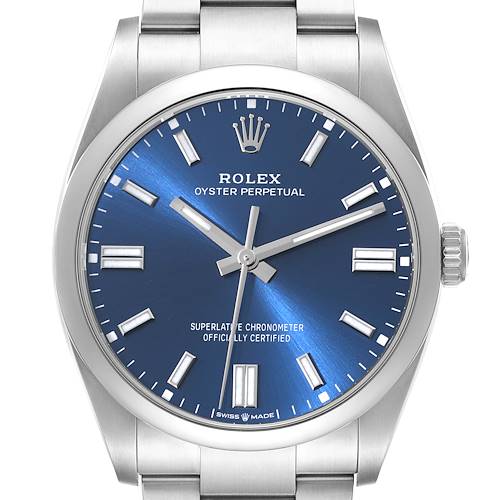 Photo of Rolex Oyster Perpetual Blue Dial Steel Mens Watch 126000 Box Card