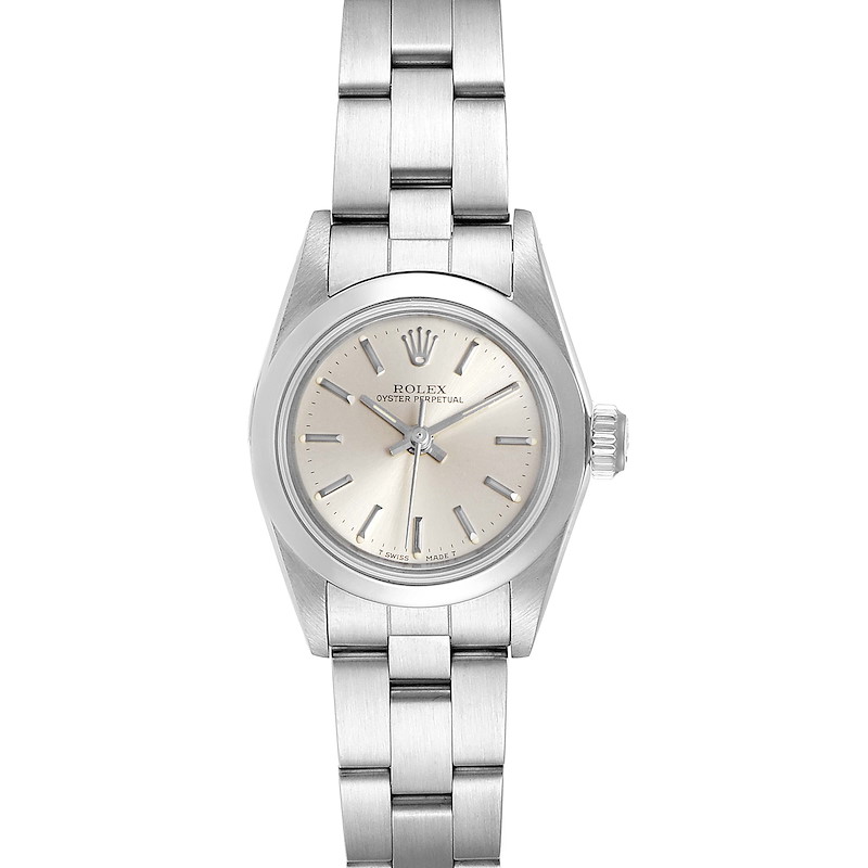 Rolex Oyster Perpetual Silver Dial Steel Ladies Watch 67180 SwissWatchExpo