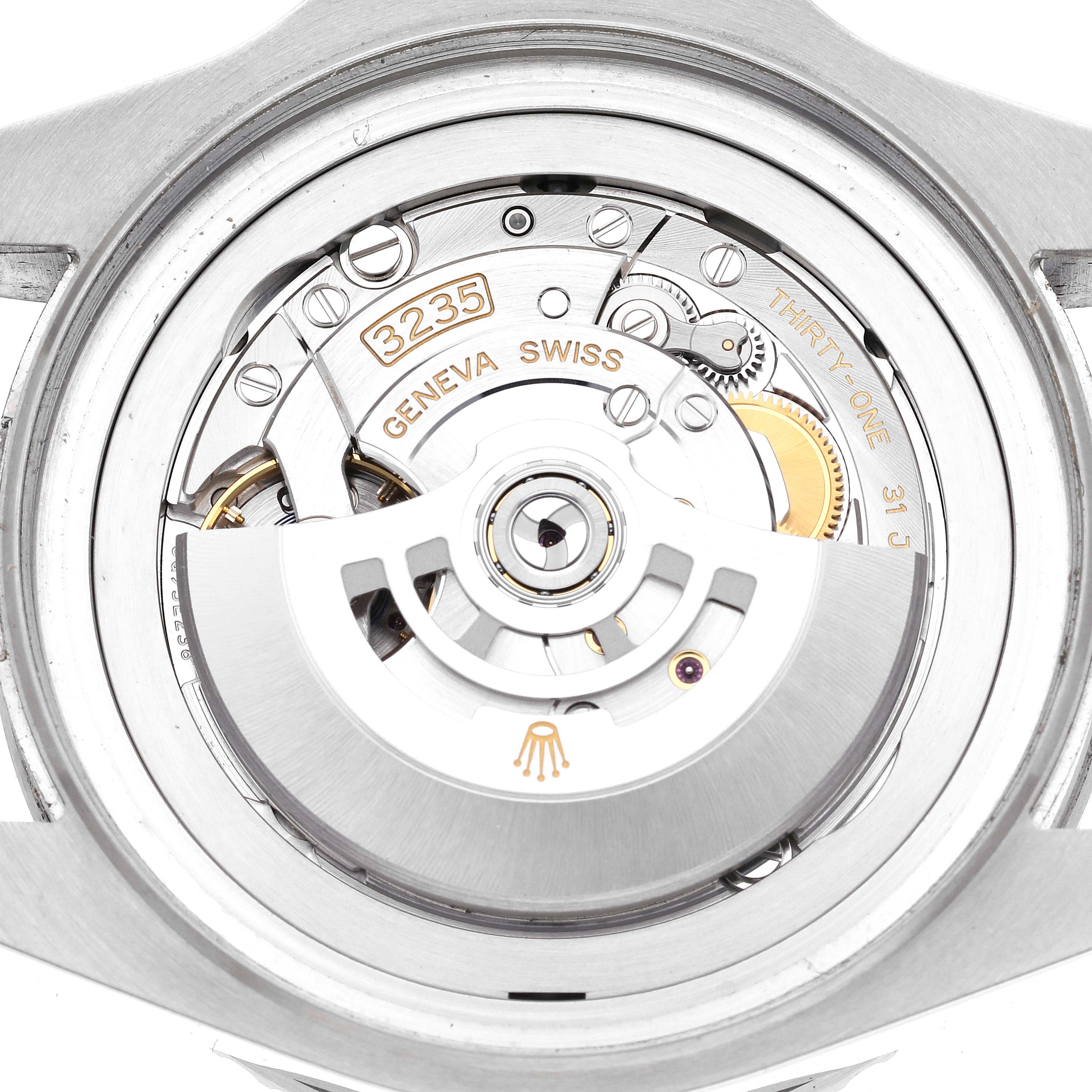 The image shows the back view of the Rolex Sea-Dweller 126660 Men's Stainless Steel Blue Dial 126660 Men's Stainless Steel Blue Dial, highlighting its automatic movement and rotor.