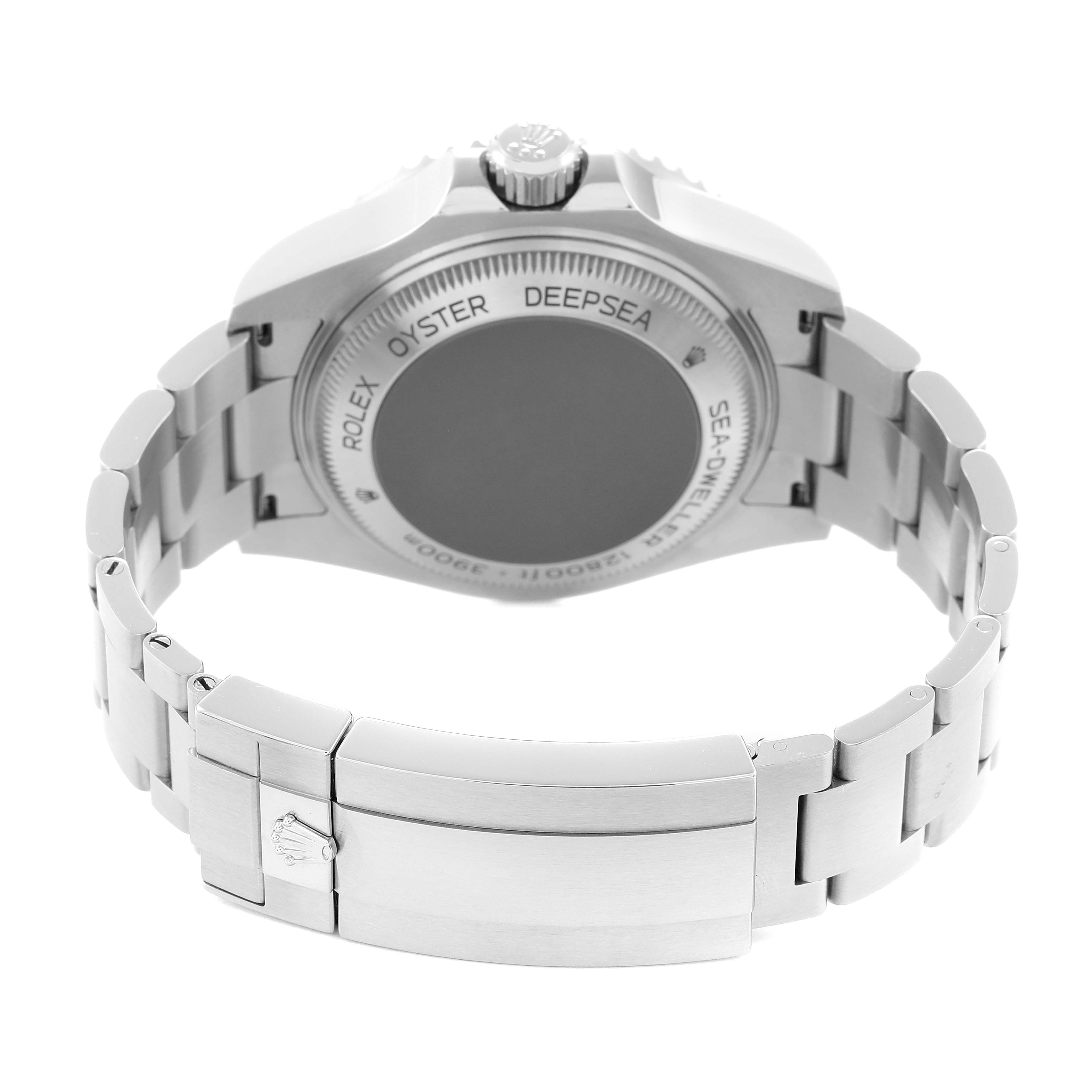 The image displays the back and bracelet of the Rolex Sea-Dweller 126660 Men's Stainless Steel Blue Dial 126660 Men's Stainless Steel Blue Dial, highlighting the clasp and case.