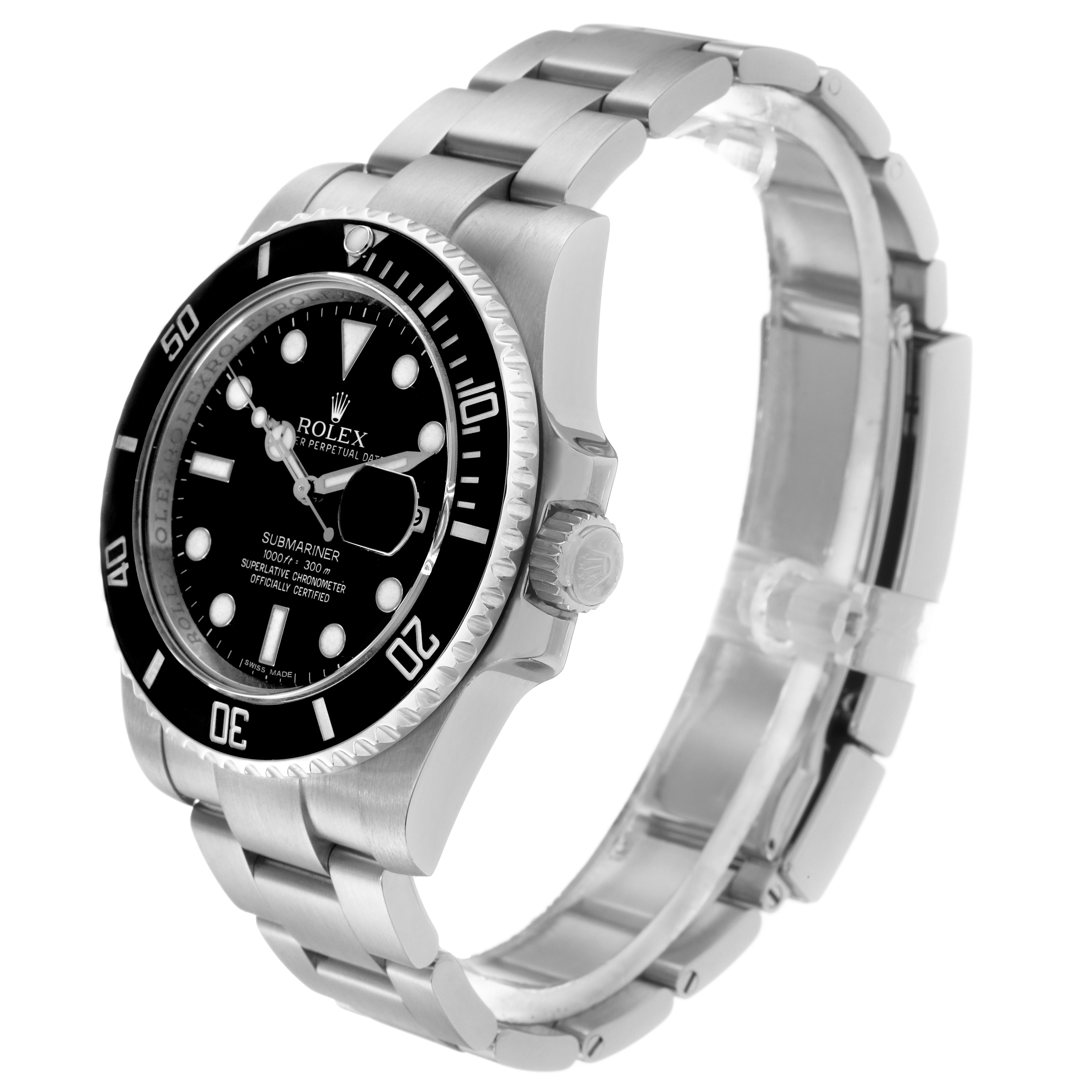 The Rolex Submariner 116610LN Men
s Stainless Steel Black Dial 116610LN Men
s Stainless Steel Black Dial is shown at a three-quarter angle, highlighting the face, bezel, crown, and bracelet.