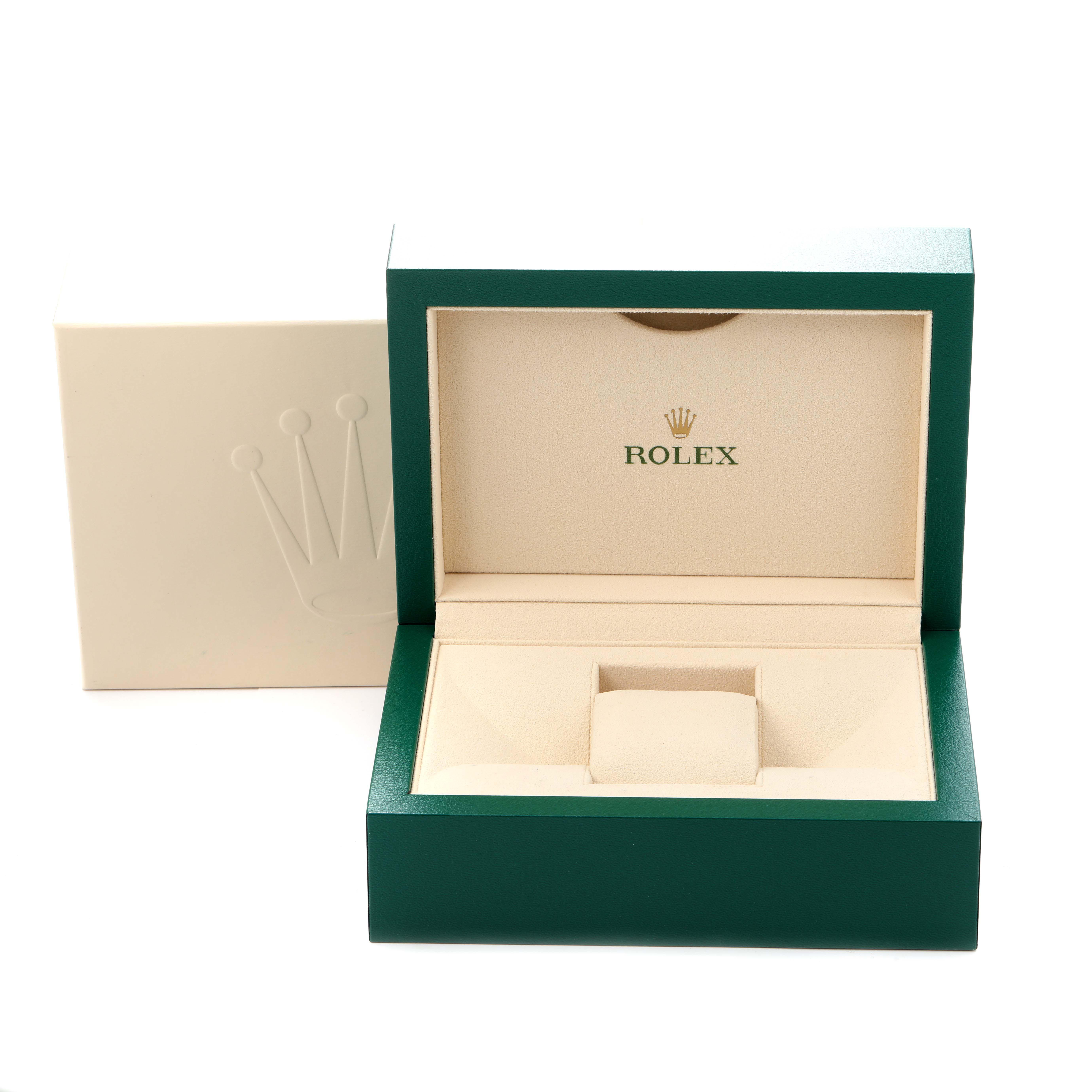 The image shows the open box and packaging for a Rolex Submariner 116610LN Men
s Stainless Steel Black Dial 116610LN Men
s Stainless Steel Black Dial watch, displaying the brand logo inside.