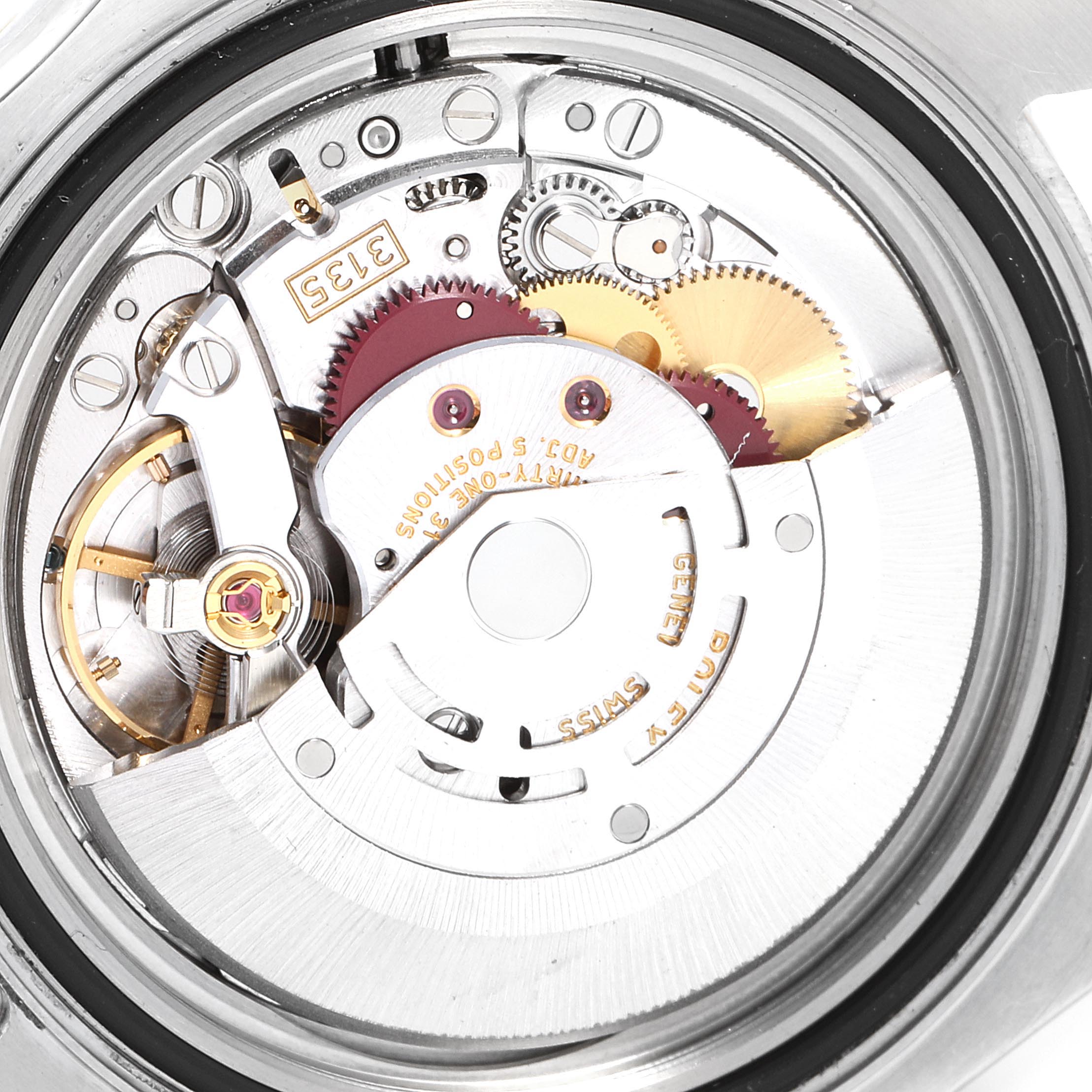 This image shows the intricate internal mechanical movement of the Rolex Yacht-Master 16623 Men's Steel and Gold (two tone) White Dial 16623 Men's Steel and Gold (two tone) White Dial watch.