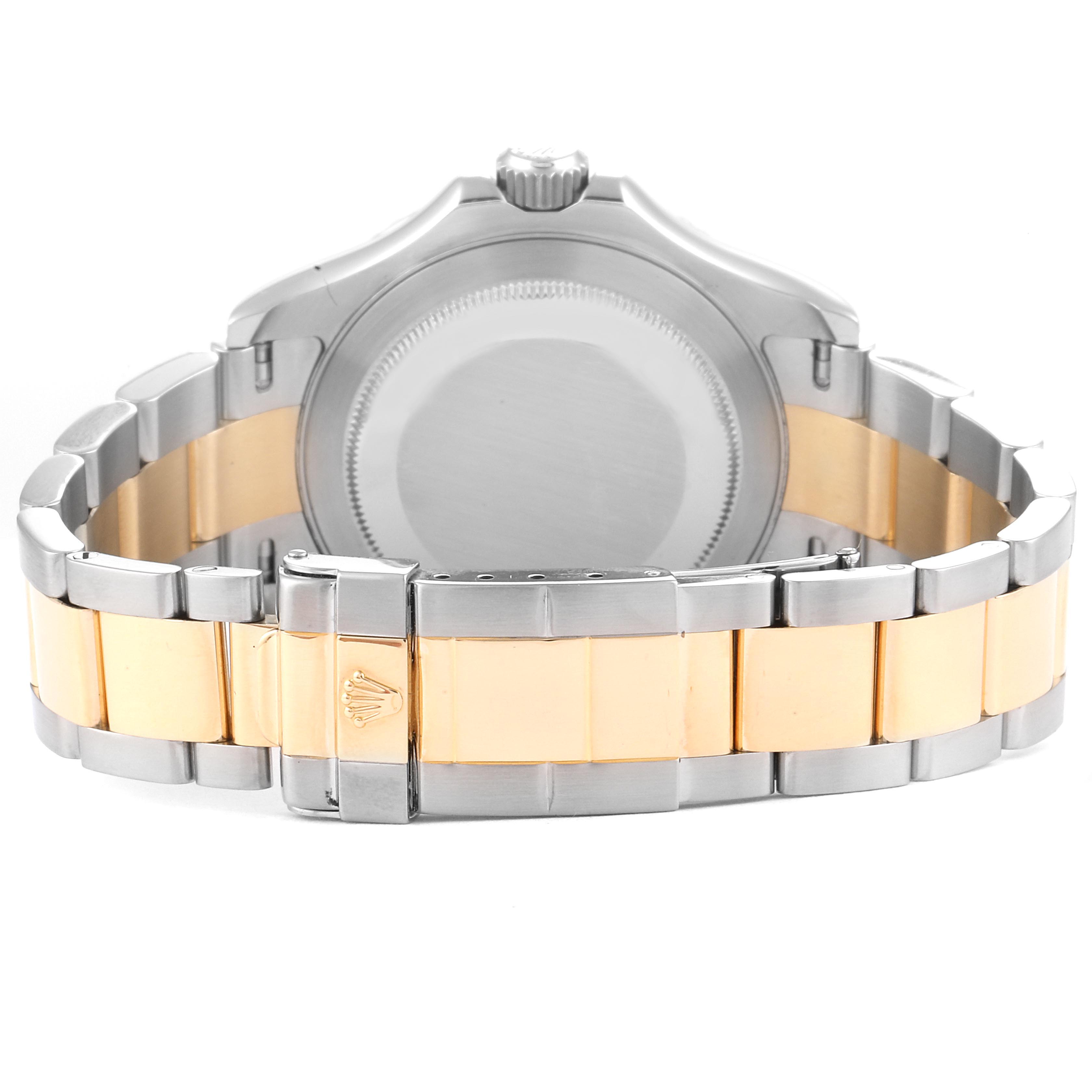 This image shows the back and bracelet of the Rolex Yacht-Master 16623 Men's Steel and Gold (two tone) White Dial 16623 Men's Steel and Gold (two tone) White Dial watch, prominently featuring the clasp and caseback.