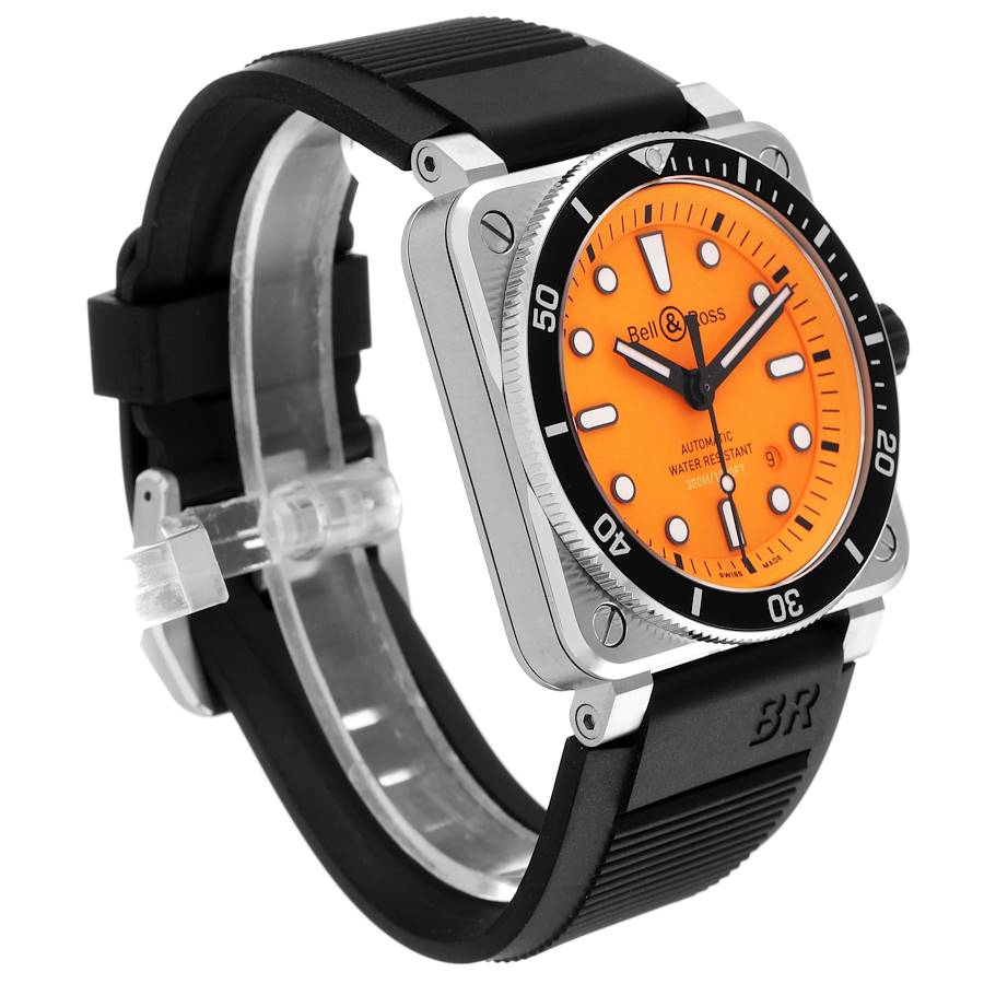 Bell Ross Diver Orange Dial Automatic Steel Mens Watch BR0392