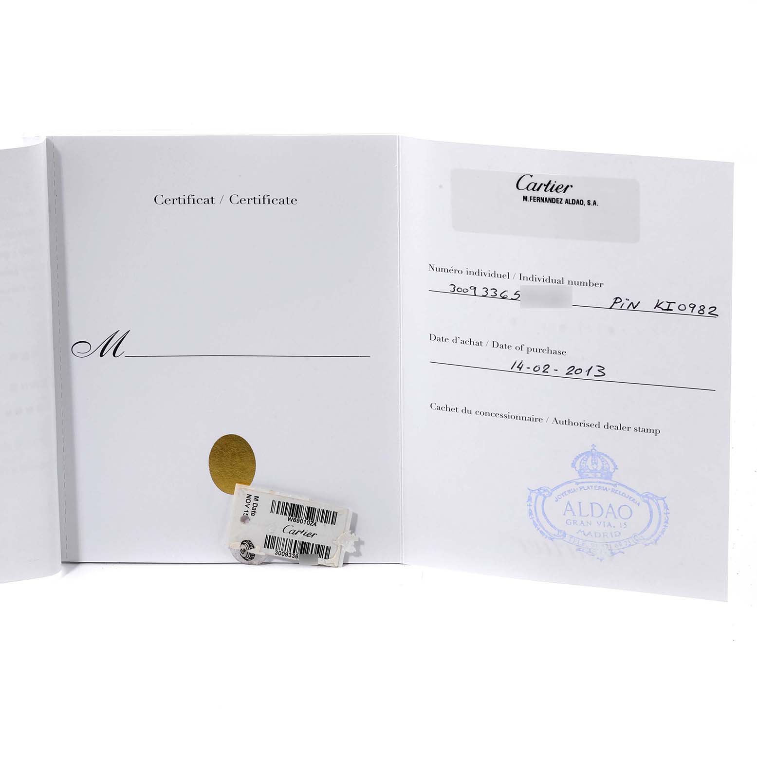 This image shows the certificate of Best Quality
ity and tags for a Cartier Ballon Bleu W69010Z4 Women
s Stainless Steel Silver Dial W69010Z4 Women
s Stainless Steel Silver Dial watch.