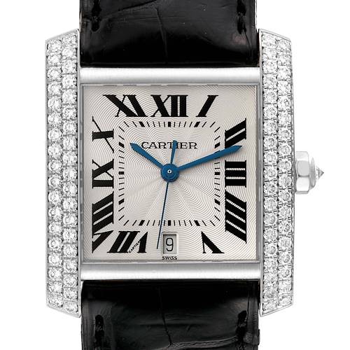 Photo of Cartier Tank Francaise Large White Gold Diamond Mens Watch 2366