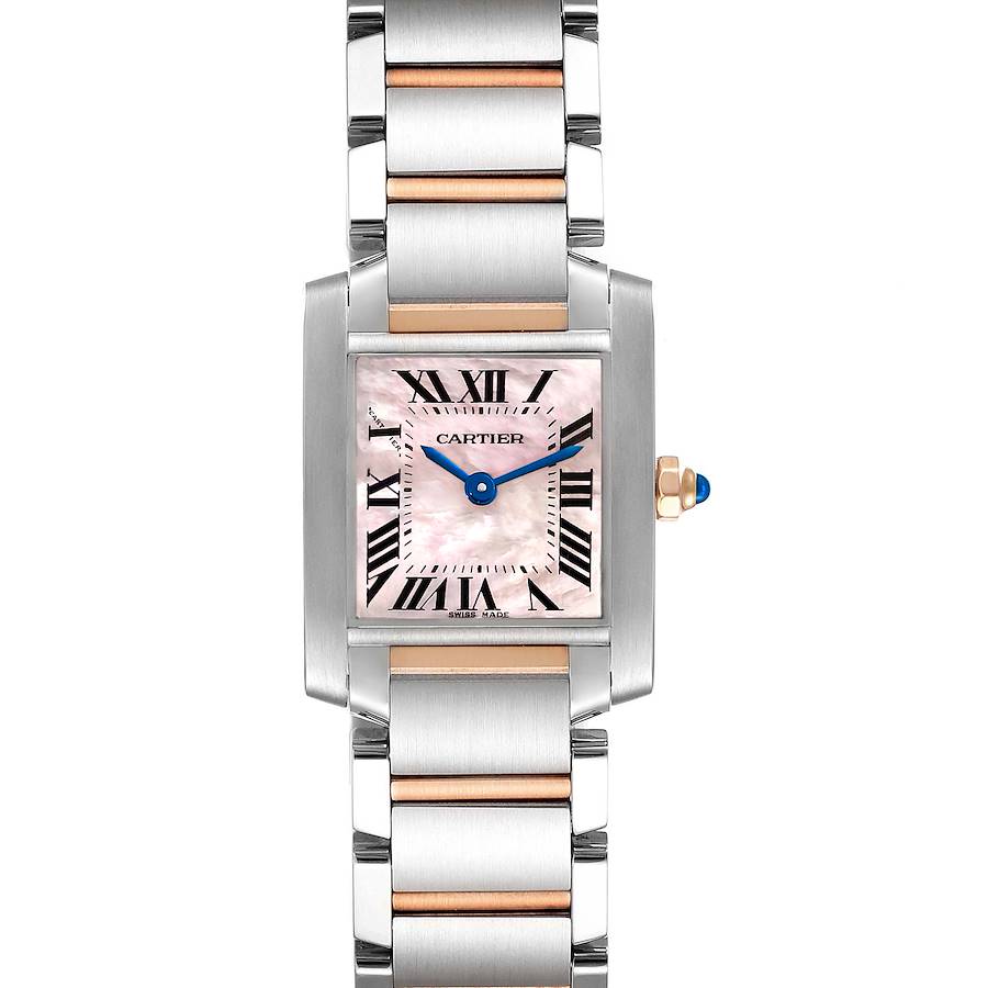 Cartier Tank Francaise Steel Rose Gold Mother of Pearl Dial Ladies Watch W51027Q4 SwissWatchExpo