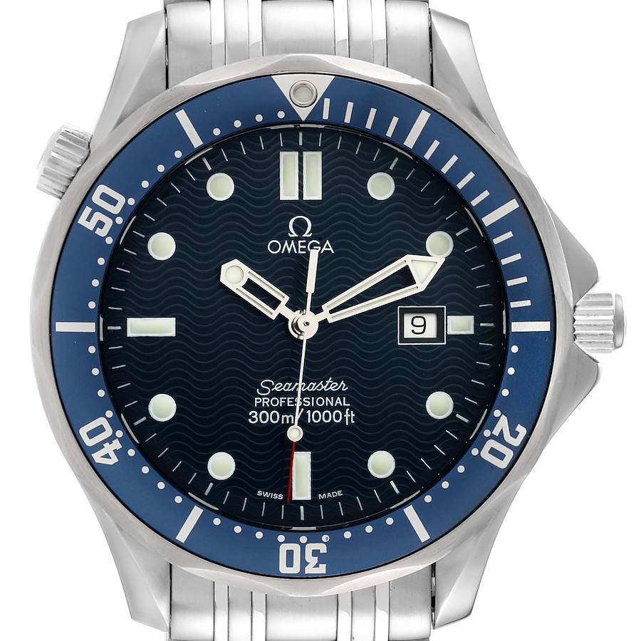 Omega Seamaster 41mm James Bond Blue Dial Steel Mens Watch 2541.80.00 Card SwissWatchExpo