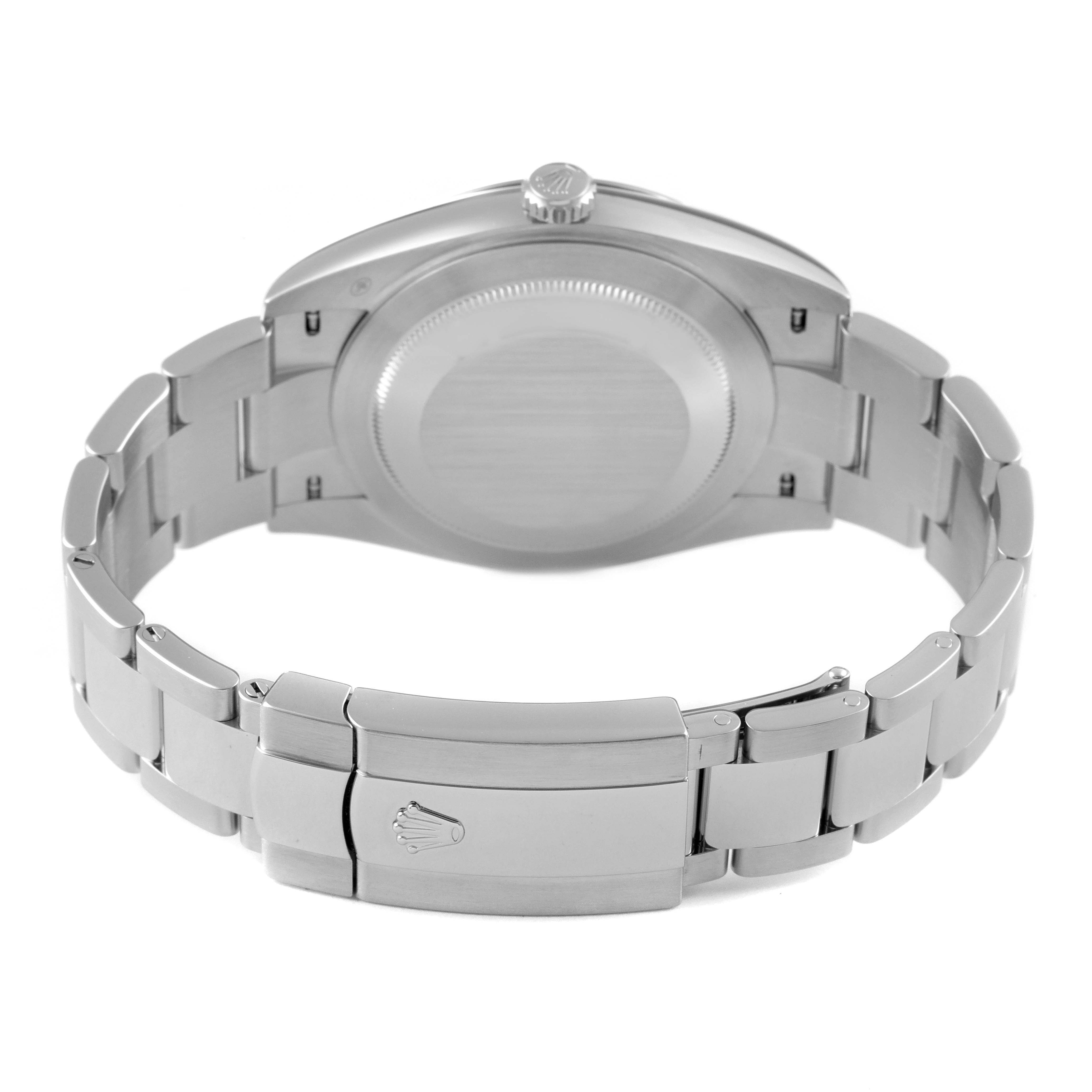 The image displays the back case and clasp of a Rolex Datejust 41 126334 Men
s Stainless Steel Silver Dial 126334 Men
s Stainless Steel Silver Dial watch from a rear angle.