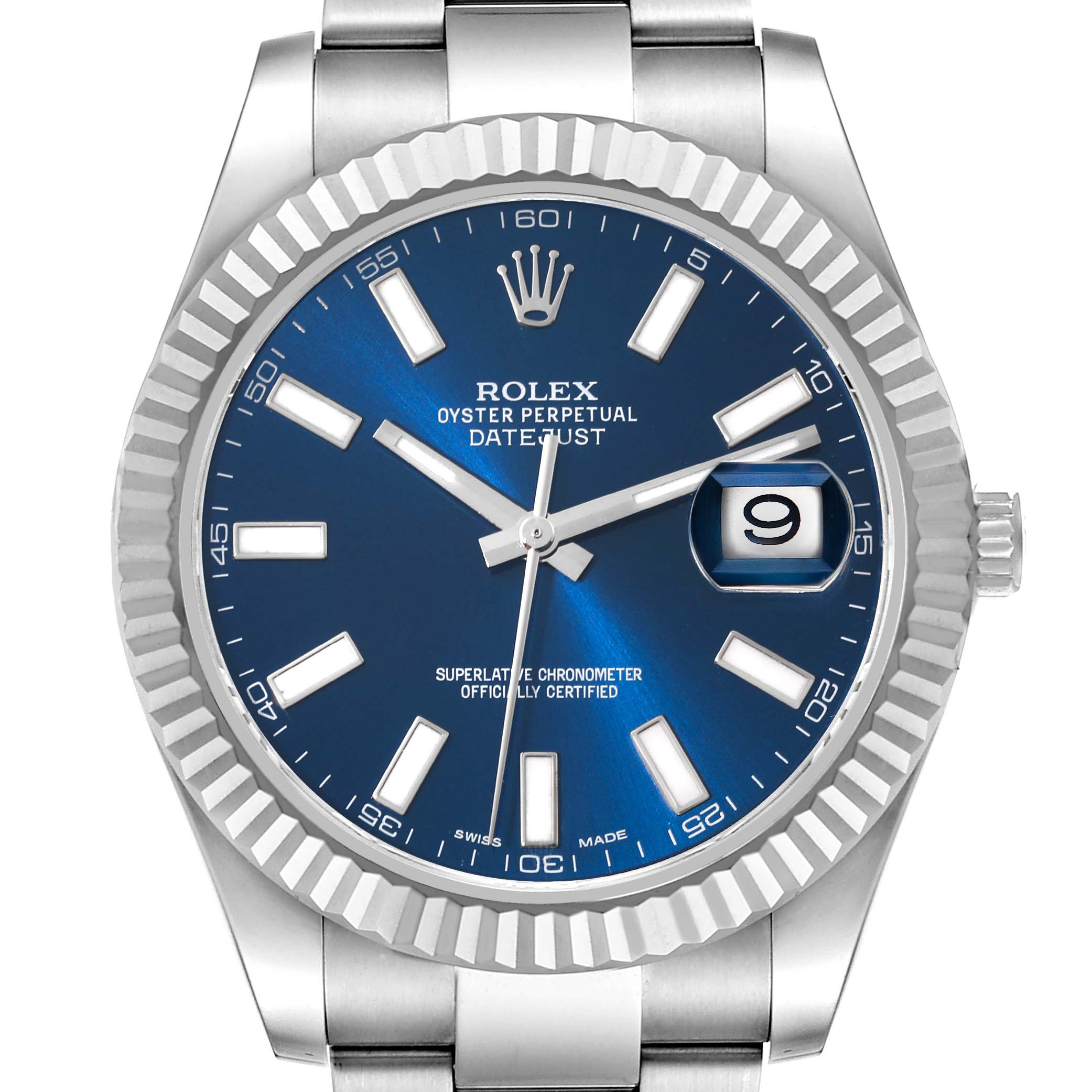 Rolex Datejust II 41 Steel White Gold Blue Dial Mens Watch 116334 Box ...