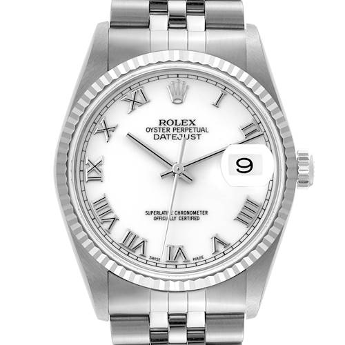 Photo of Rolex Datejust Roman Dial Steel White Gold Mens Watch 16234