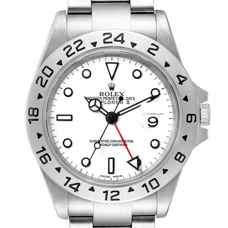 Rolex Explorer II 40mm White Dial Steel Mens Watch 16570 Box Papers SwissWatchExpo