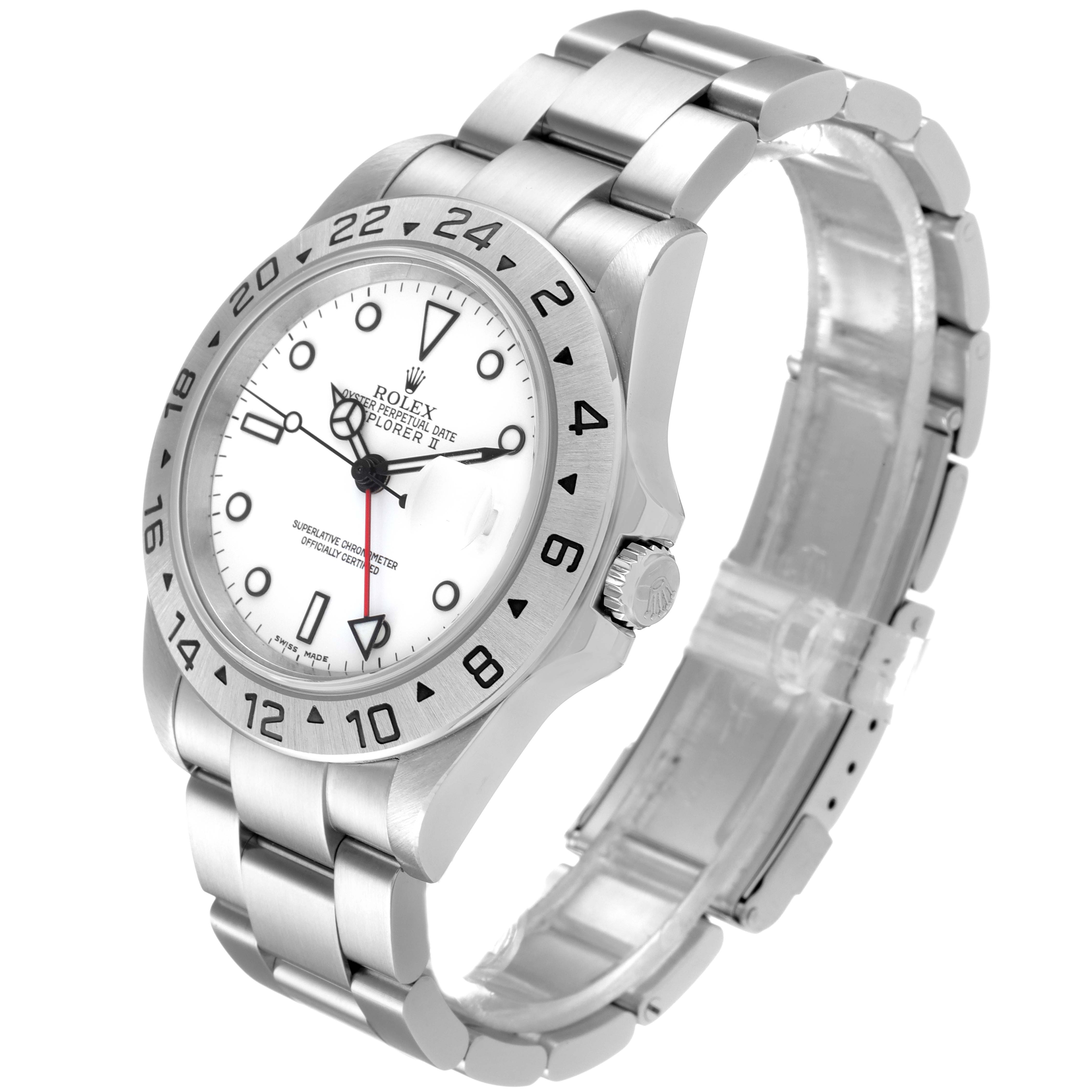 The image shows a Rolex Explorer 16570 Men's Stainless Steel White Dial 16570 Men's Stainless Steel White Dial watch at a slight angle, highlighting the dial, bezel, crown, and bracelet.