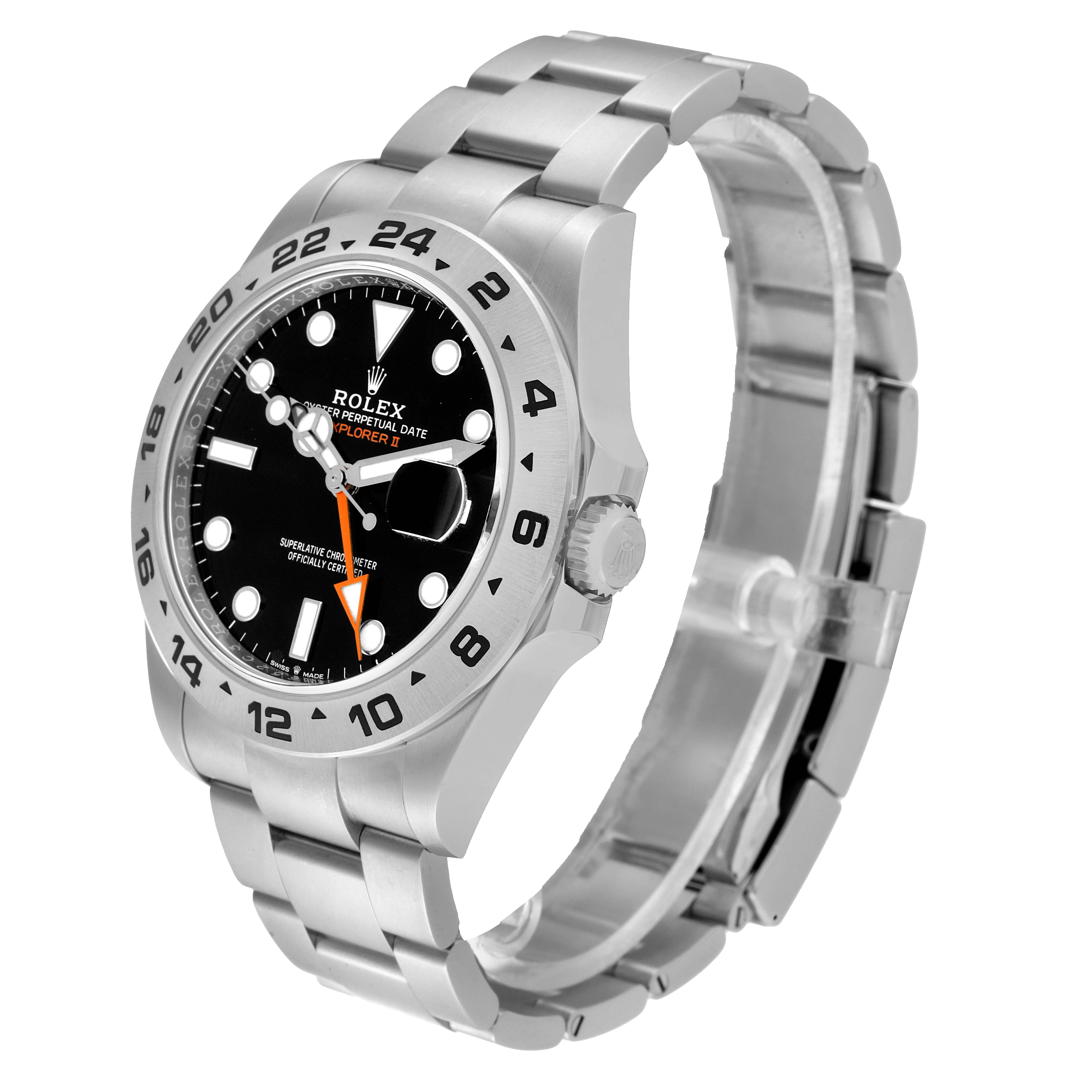 The image shows a side angle of the Rolex Explorer 226570 Men's Stainless Steel Black Dial 226570 Men's Stainless Steel Black Dial watch, highlighting the bezel, dial, crown, and bracelet.