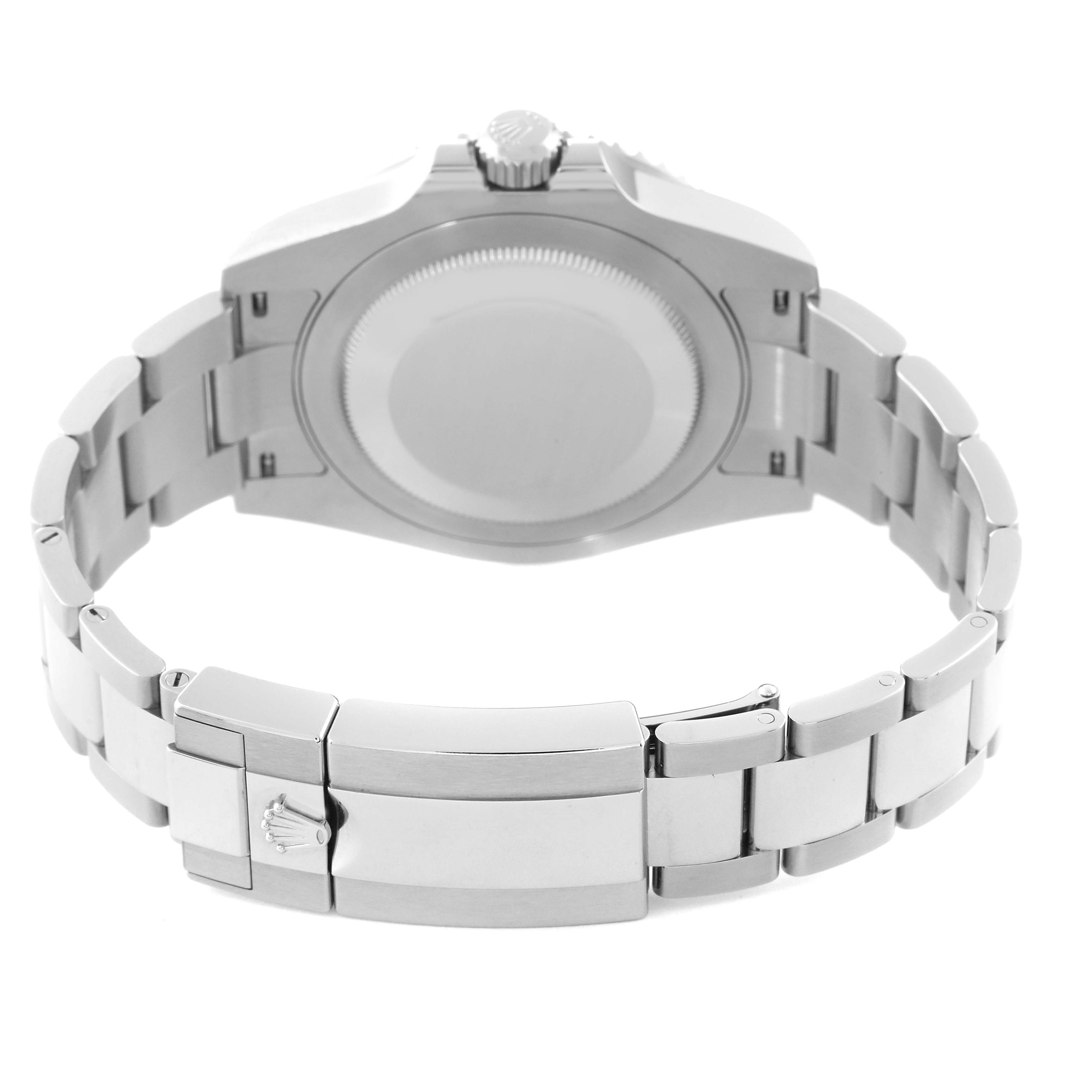 The image shows the back case and bracelet of a Rolex GMT-Master 126710 Men's Stainless Steel Black Dial 126710 Men's Stainless Steel Black Dial watch, with the clasp and crown visible.