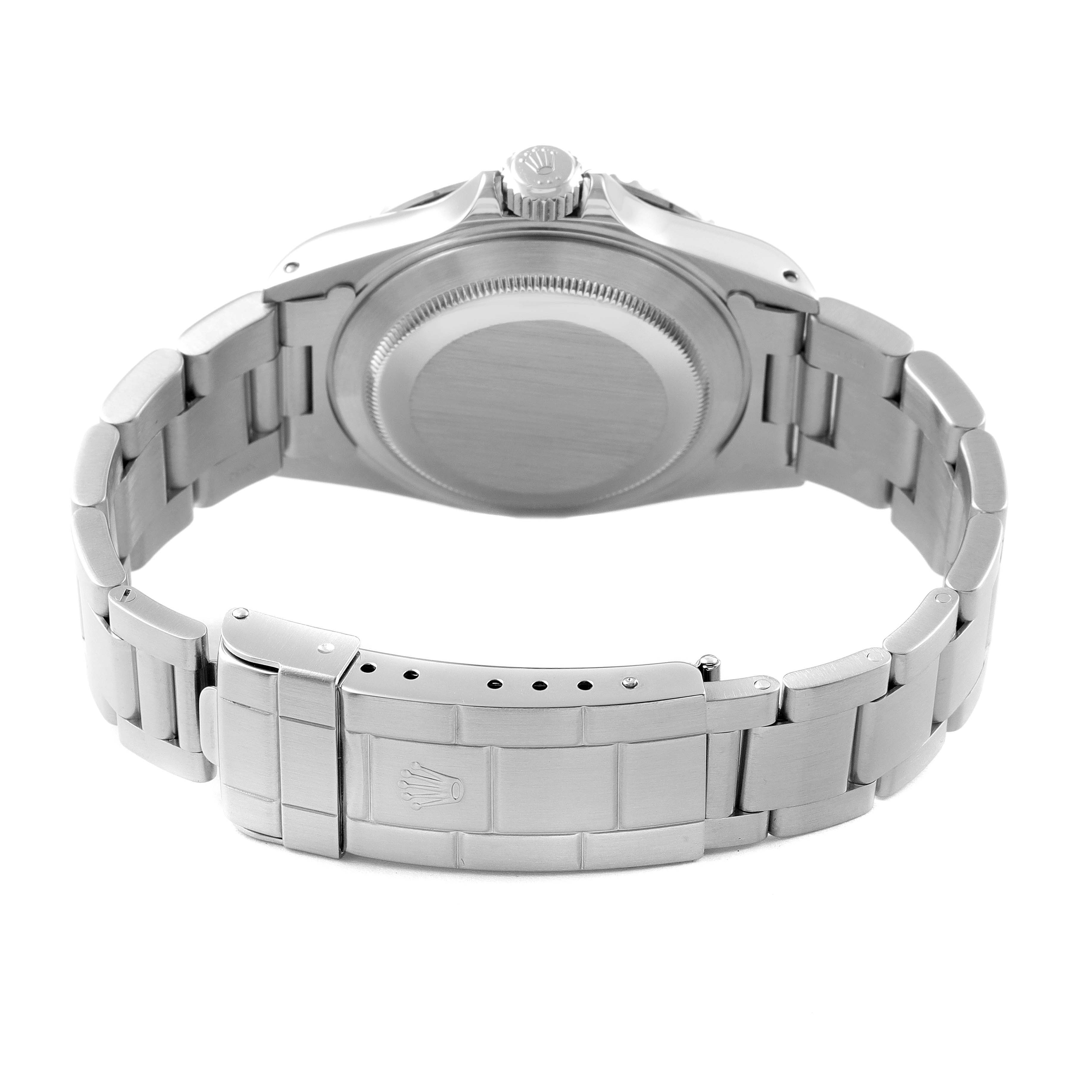 This image shows the case back and bracelet of a Rolex Submariner 14060 Men
s Stainless Steel Black Dial 14060 Men
s Stainless Steel Black Dial watch from a rear angle.