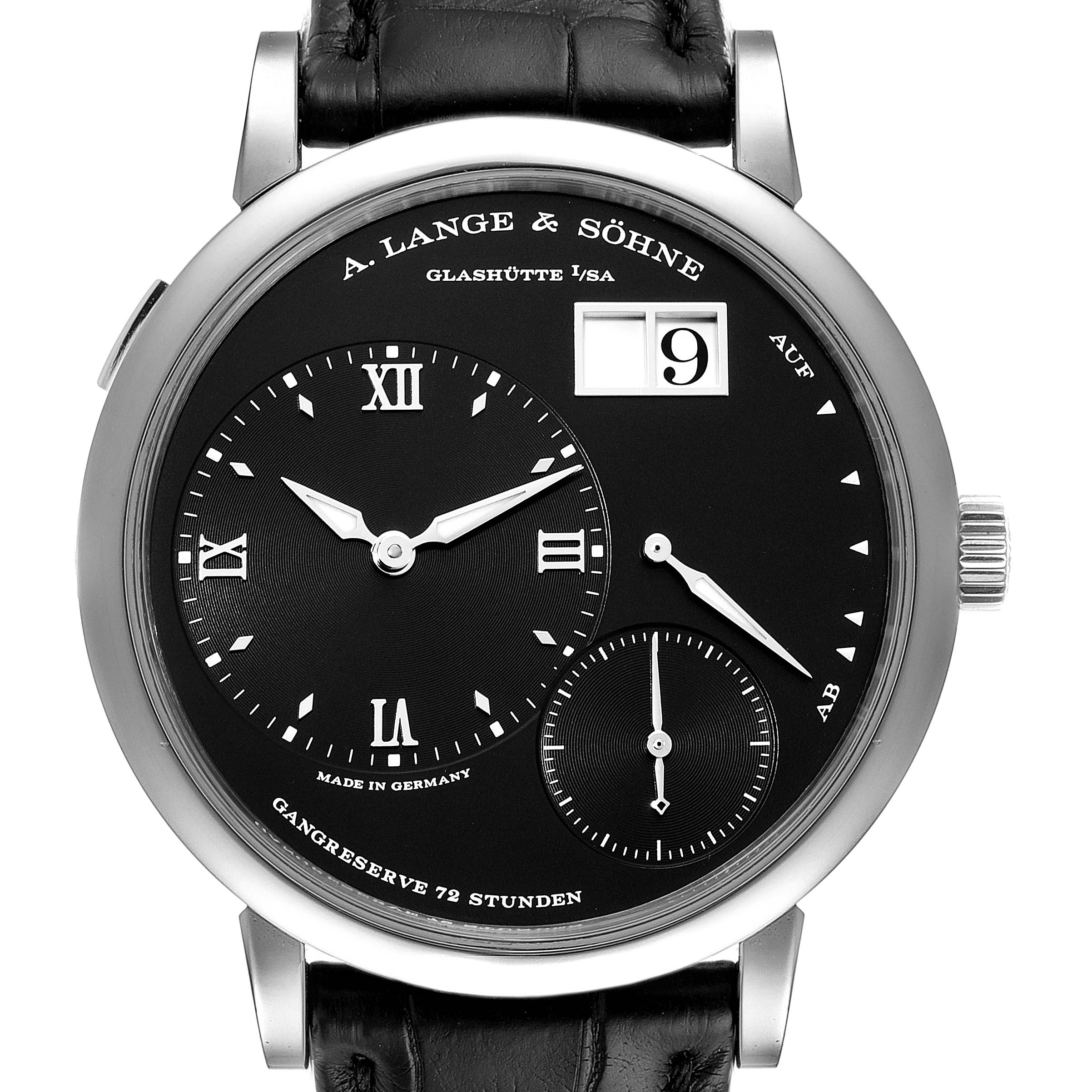 A. Lange Sohne Grand Lange 18k White Gold Mens Watch 117.028 Box Papers ...