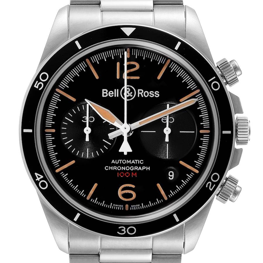 Bell & Ross Heritage Black Dial Chronograph Steel Mens Watch BRV294 Unworn SwissWatchExpo