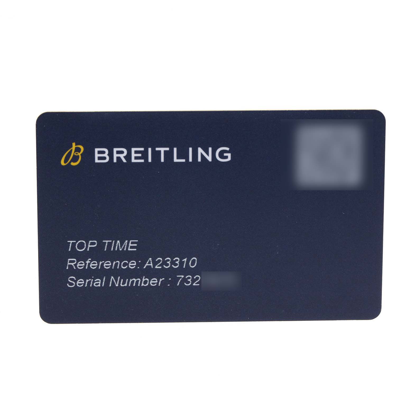 This image shows the warranty card for the Breitling Professional Series A23310.121.G1X1 Men's Stainless Steel White Dial A23310.121.G1X1 Men's Stainless Steel White Dial model, Top Time Reference A23310.