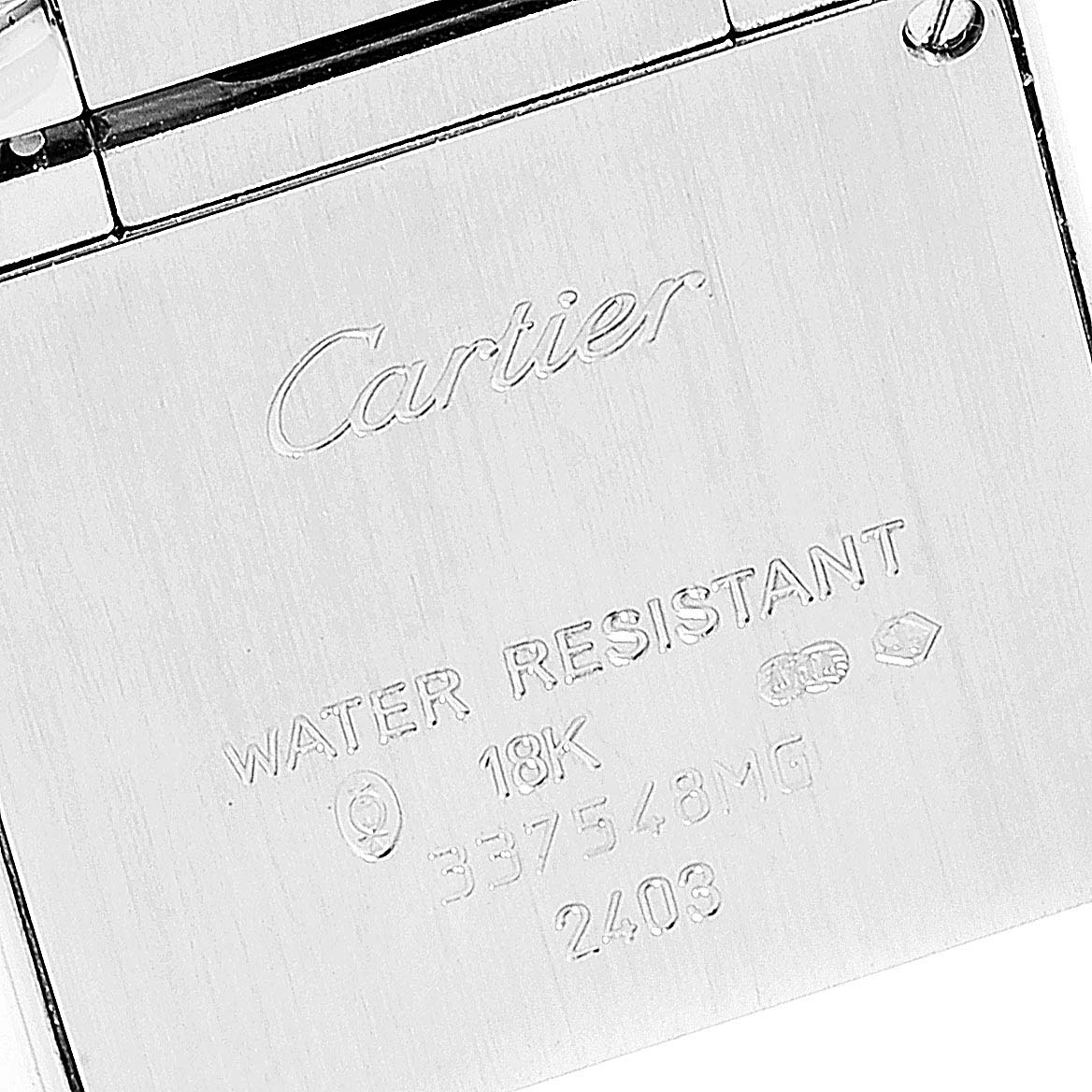 This image shows the engraved back case of the Cartier Tank Francaise 2403 Men's White Gold Blue Dial 2403 Men's White Gold Blue Dial watch.