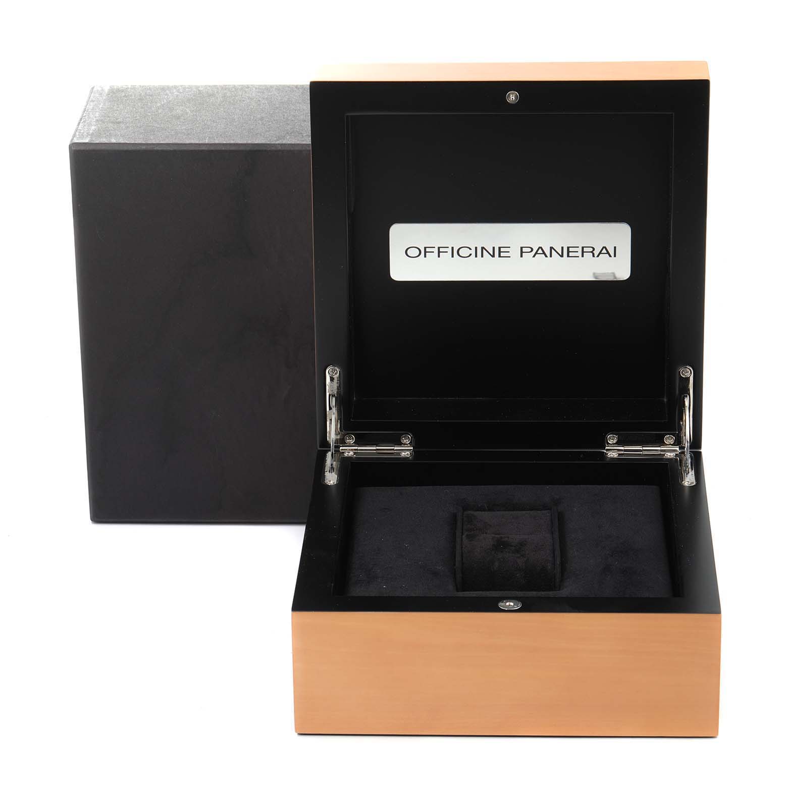 This image shows an open presentation box for the Luminor model by Panerai, with "Officine Panerai" displayed inside.