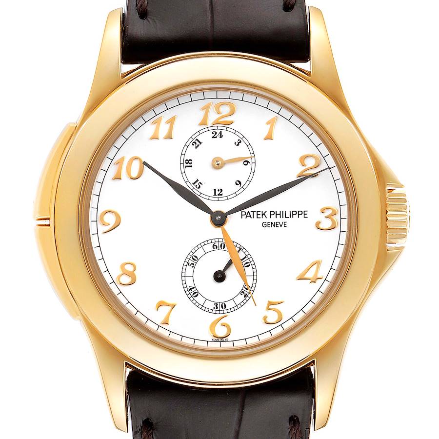 Patek Philippe Calatrava Travel Time Yellow Gold Mens Watch 5134 SwissWatchExpo
