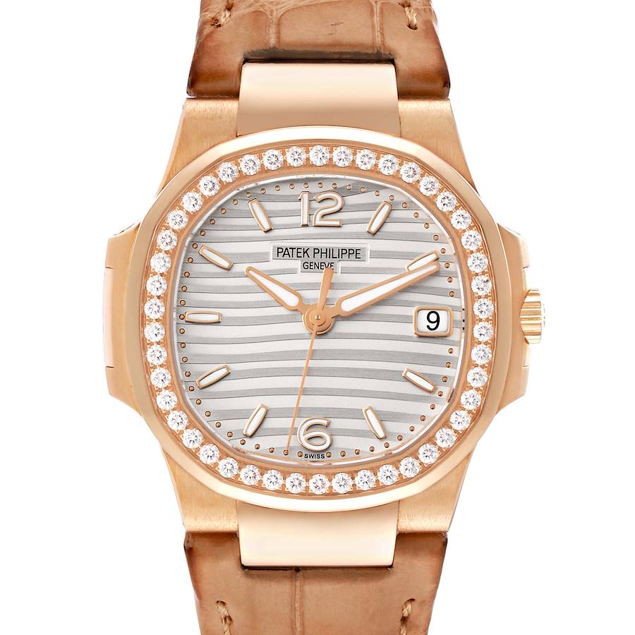 Patek Philippe Nautilus Rose Gold Diamond Bezel Ladies Watch 7010R Box Papers SwissWatchExpo