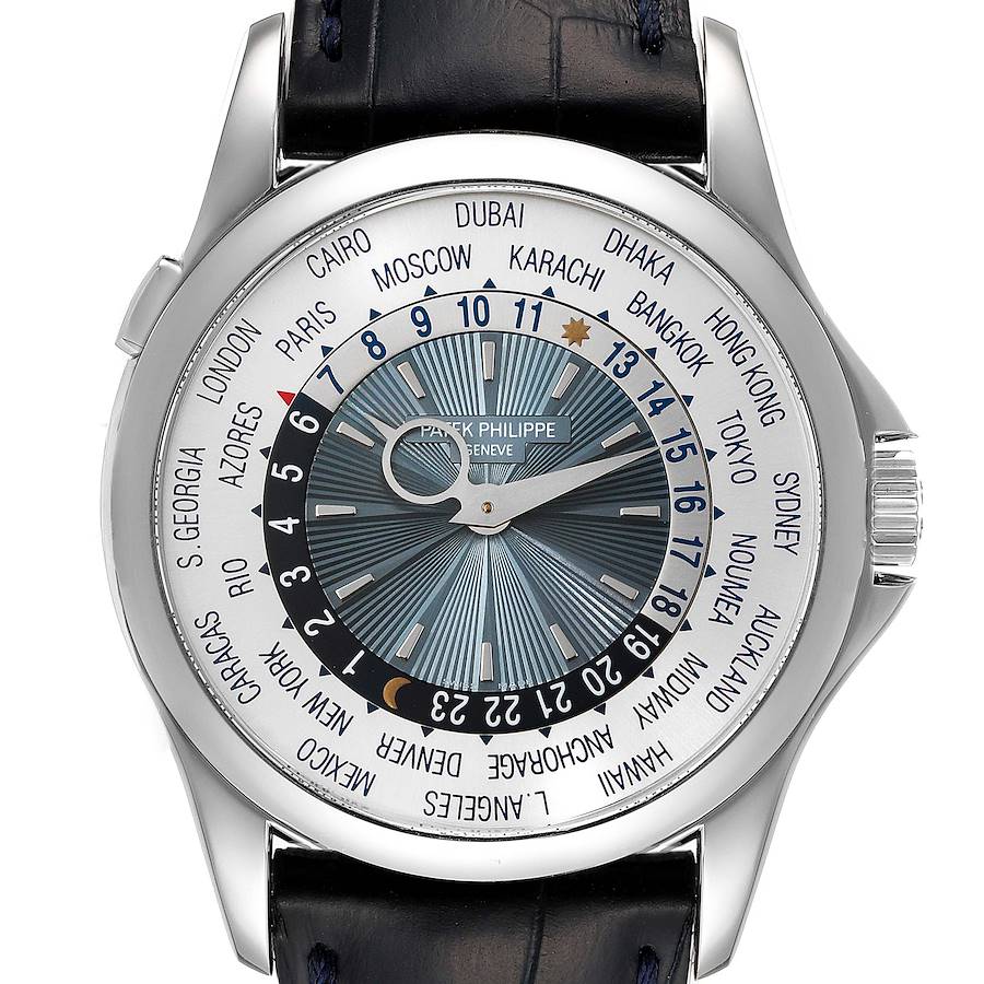 Patek Philippe World Time Complications Platinum Mens Watch 5130 Box Papers SwissWatchExpo
