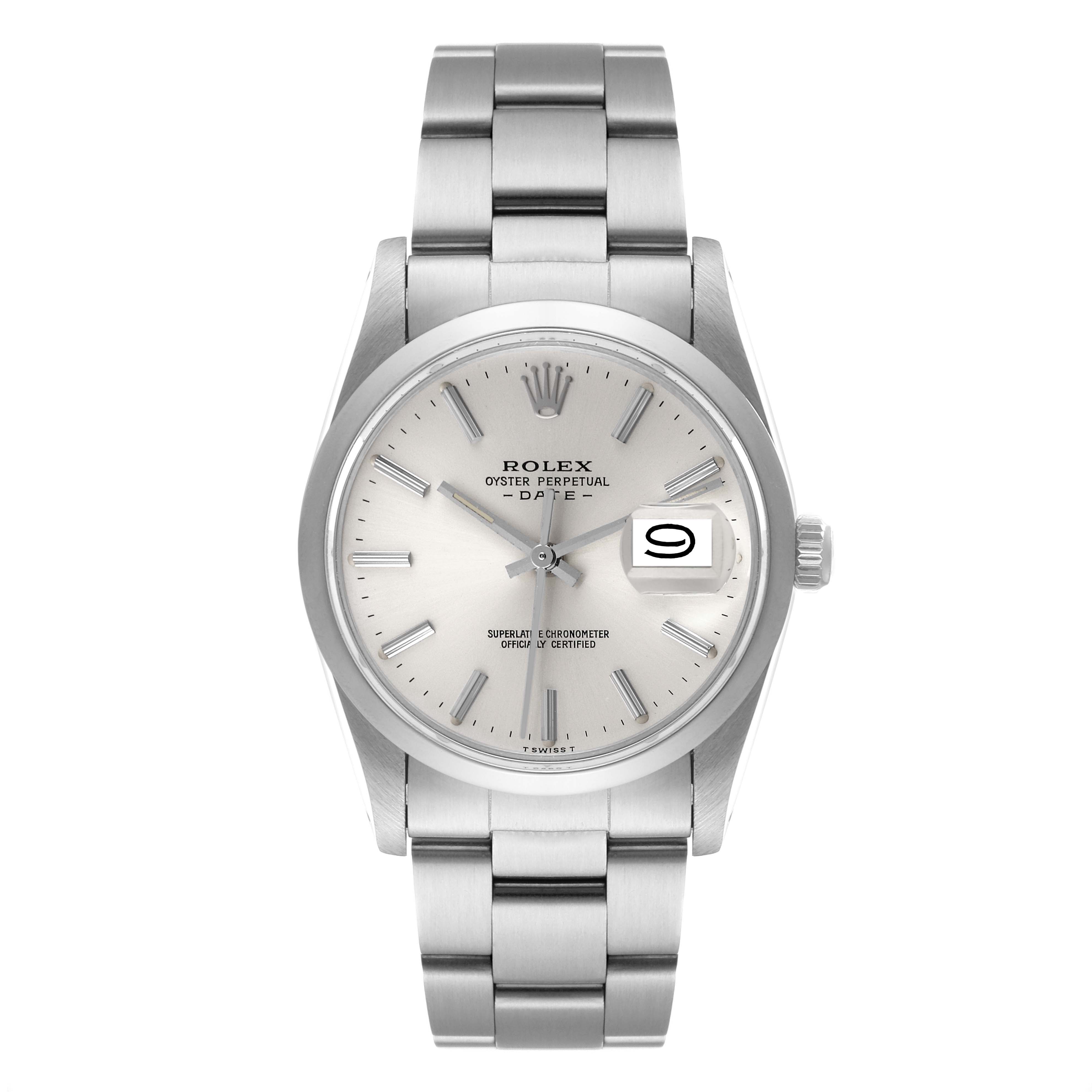 The Rolex Vintage Collection 15000 Men's Stainless Steel Silver Dial 15000 Men's Stainless Steel Silver Dial model is shown from a front angle, displaying its face and part of the bracelet.