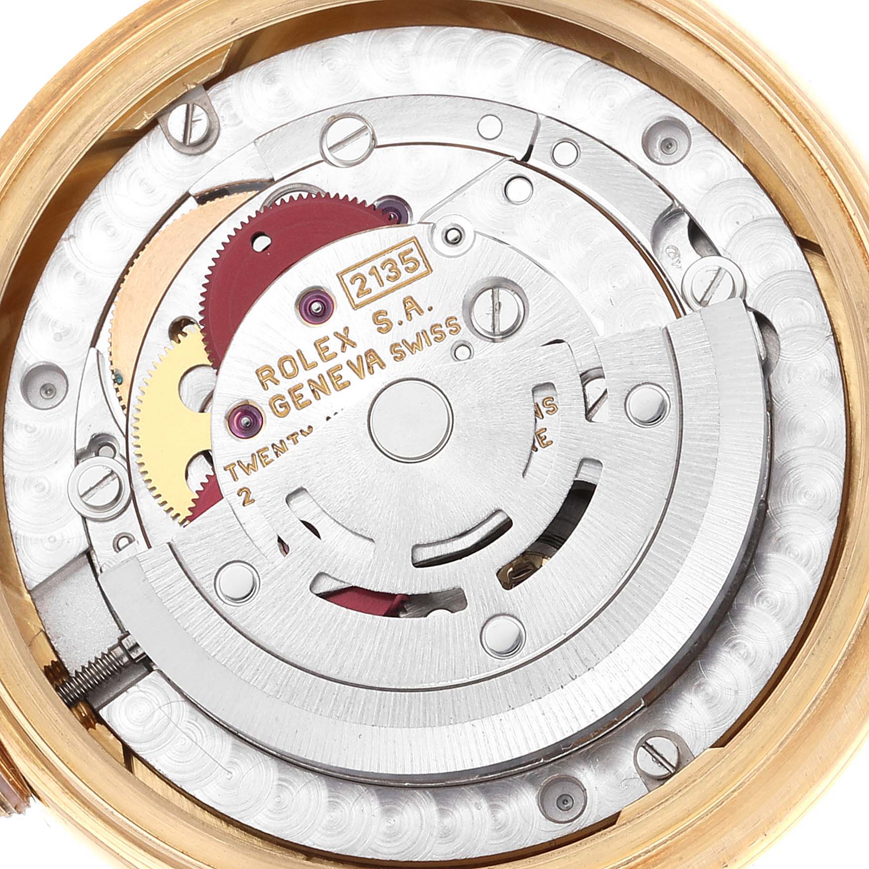 This image shows the movement of a Rolex President 68158 Women
s Yellow Gold Champagne Dial 68158 Women
s Yellow Gold Champagne Dial watch model.