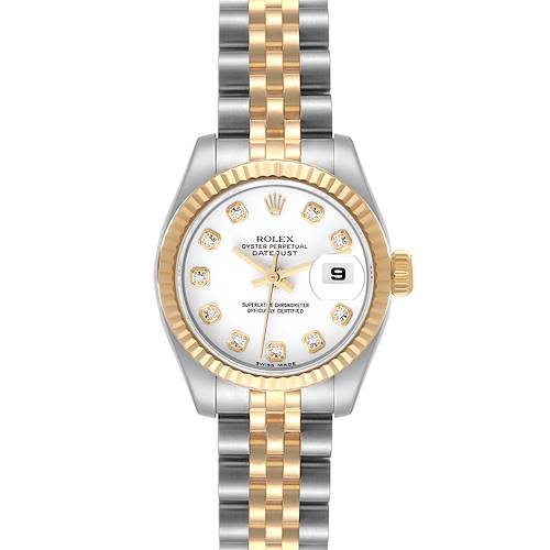 Photo of Rolex Datejust Steel Yellow Gold White Diamond Dial Ladies Watch 179173 Box Card