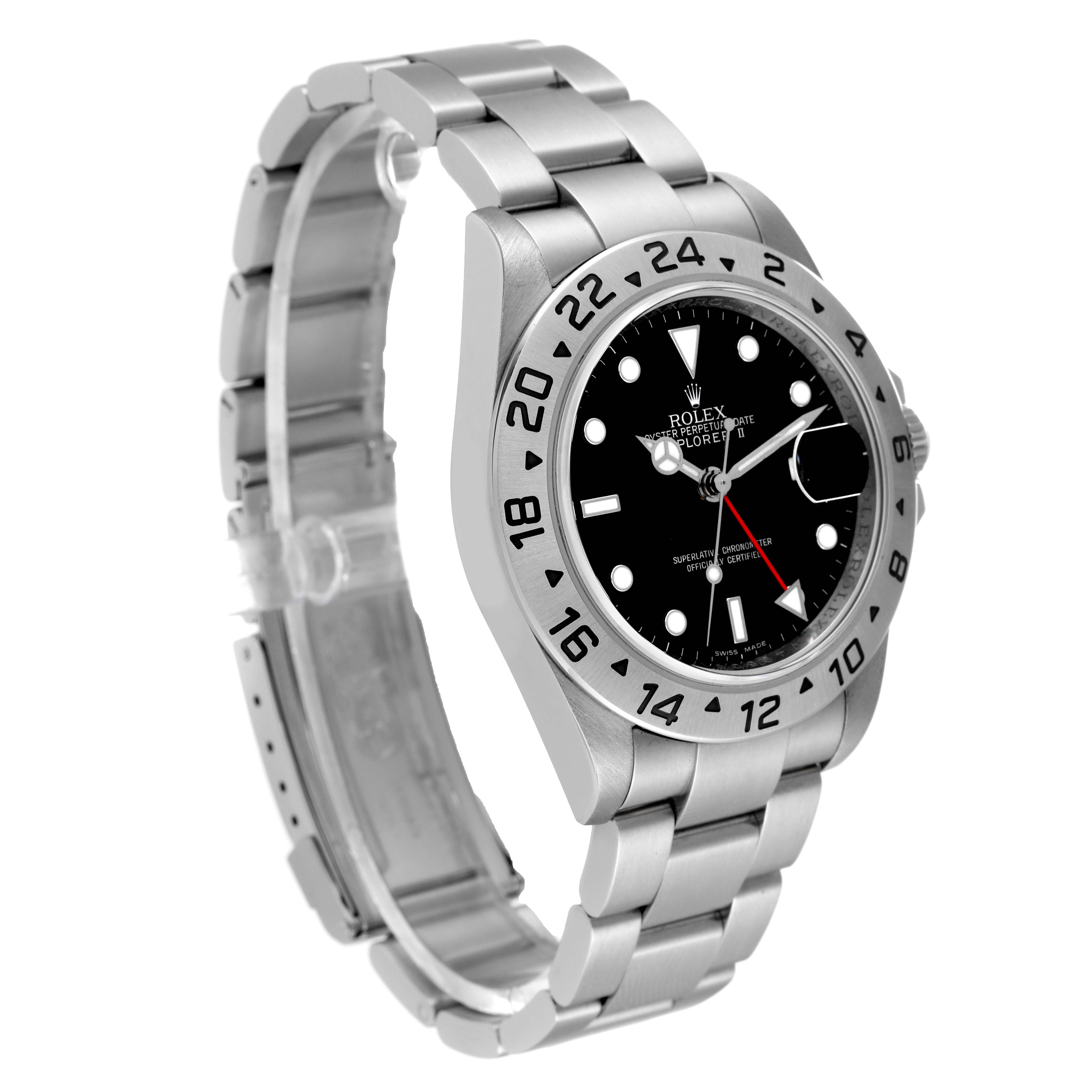 The Rolex Explorer 16570T Men
s Stainless Steel Black Dial 16570T Men
s Stainless Steel Black Dial model watch is shown at a three-quarter angle, displaying the face, bezel, and stainless steel bracelet.