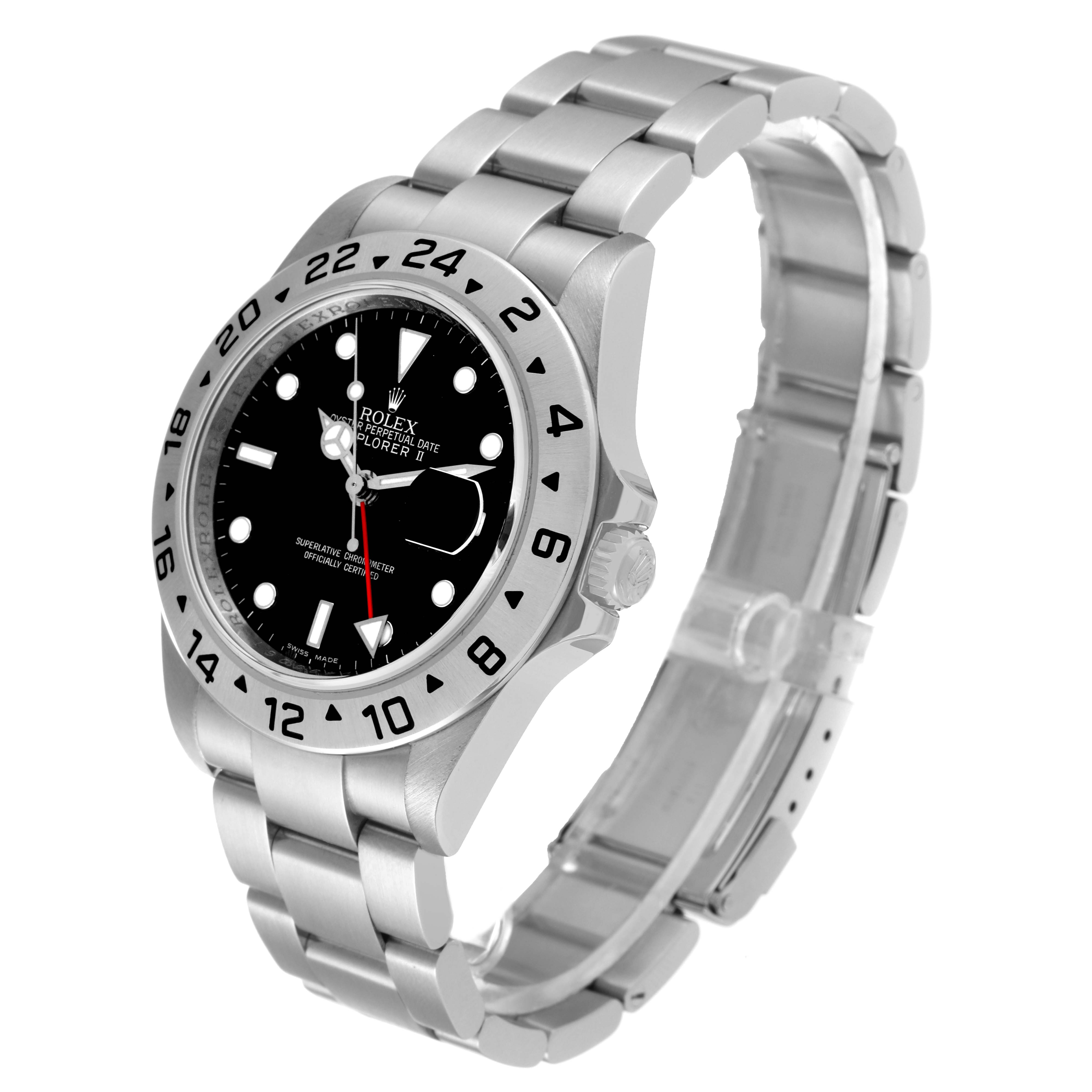 The image shows a Rolex Explorer 16570T Men
s Stainless Steel Black Dial 16570T Men
s Stainless Steel Black Dial watch at an angled side view, highlighting its bezel, case, dial, and bracelet.