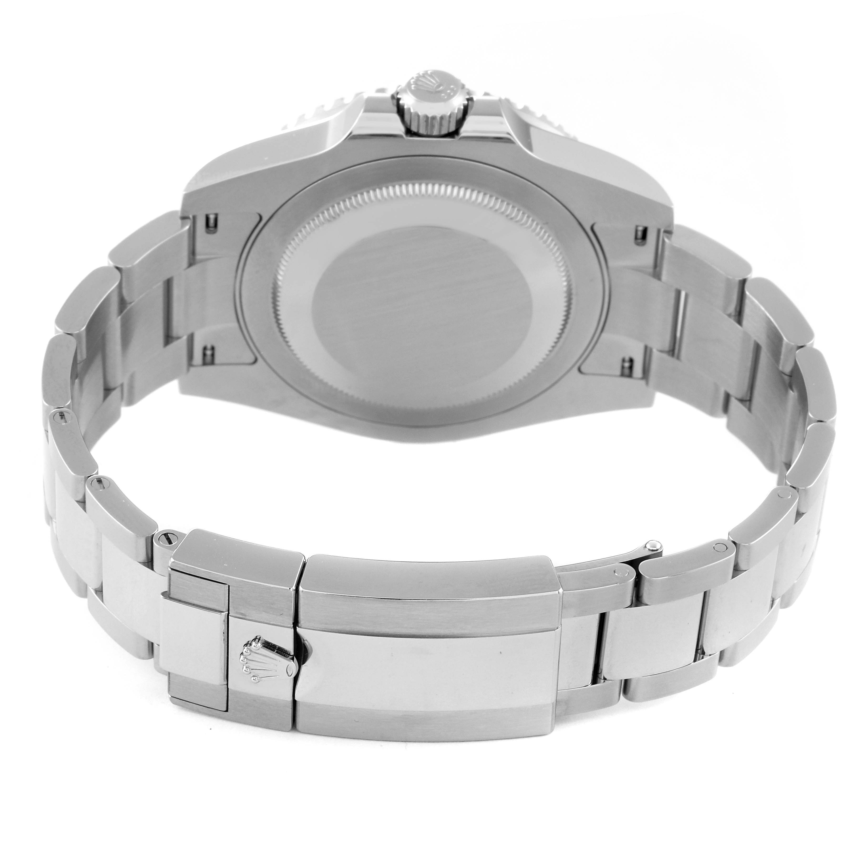 The image shows the case back and bracelet clasp of a Rolex GMT-Master 126710 Men's Stainless Steel Black Dial 126710 Men's Stainless Steel Black Dial watch from a rear angle.