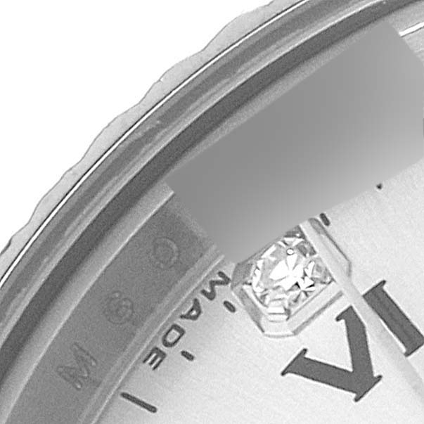 The image shows a close-up of the dial and bezel of a Rolex Oyster Perpetual 176234 Women's Stainless Steel Silver Dial 176234 Women's Stainless Steel Silver Dial watch, showcasing the hour markers and edge details.