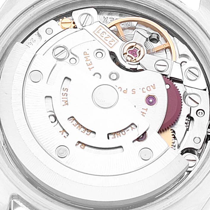 The image shows the movement mechanism of a Rolex Oyster Perpetual 176234 Women's Stainless Steel Silver Dial 176234 Women's Stainless Steel Silver Dial watch, viewed from the back.