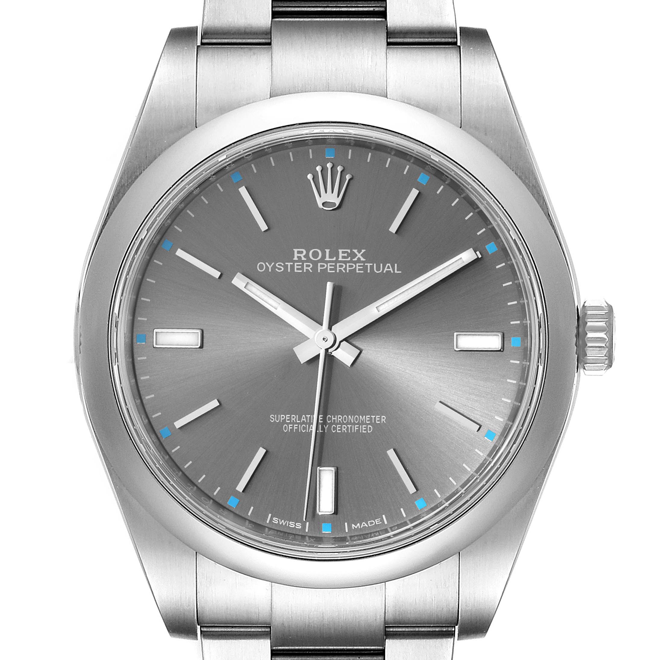 Rolex Oyster Perpetual 39 Rhodium Dial Steel Mens Watch 114300 Box Card ...