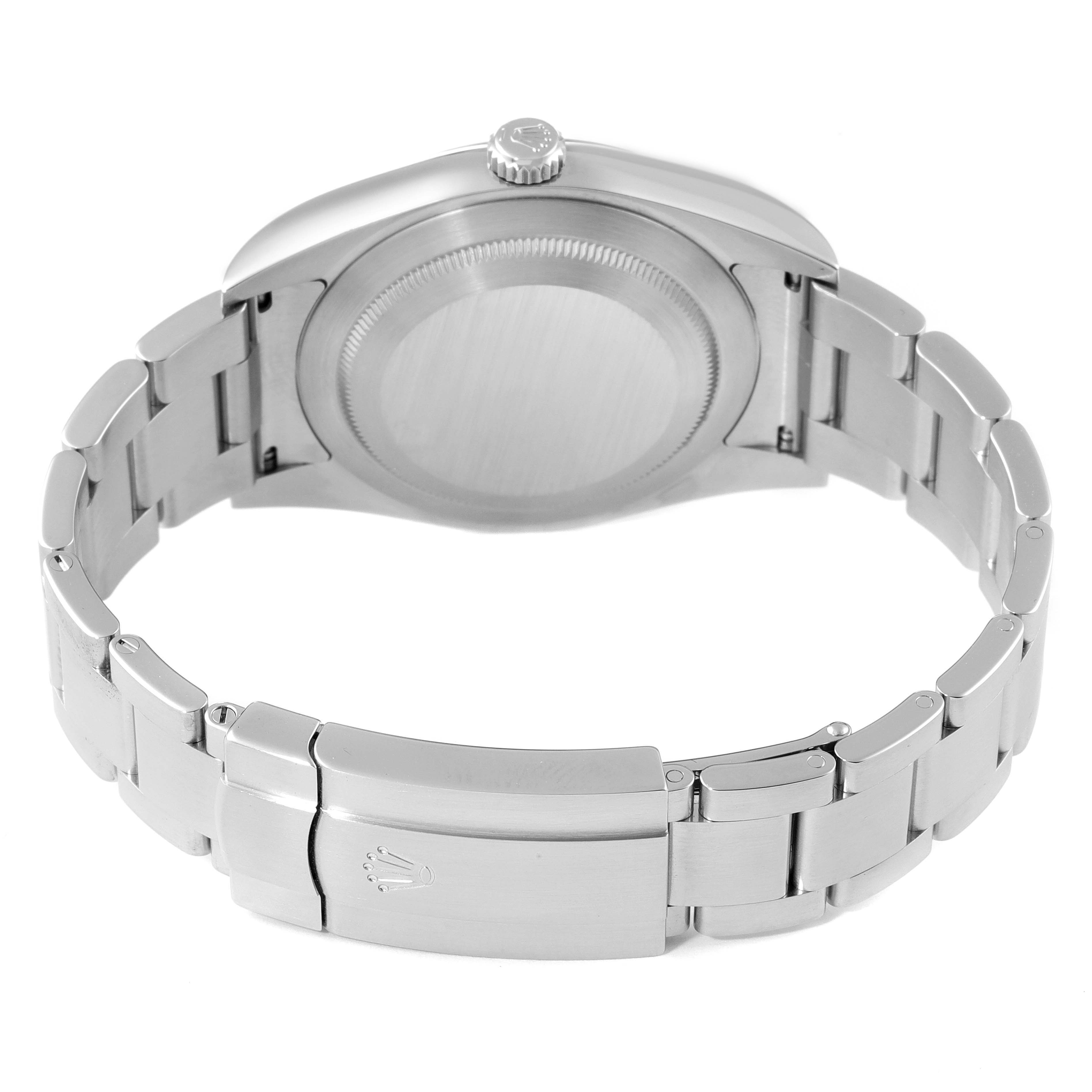 This image shows the back and bracelet of a Rolex Oyster Perpetual 114300 Men's Stainless Steel Silver Dial 114300 Men's Stainless Steel Silver Dial watch from a rear angle.