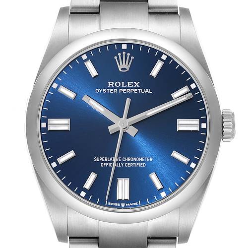Photo of Rolex Oyster Perpetual Blue Dial Steel Mens Watch 126000 Unworn