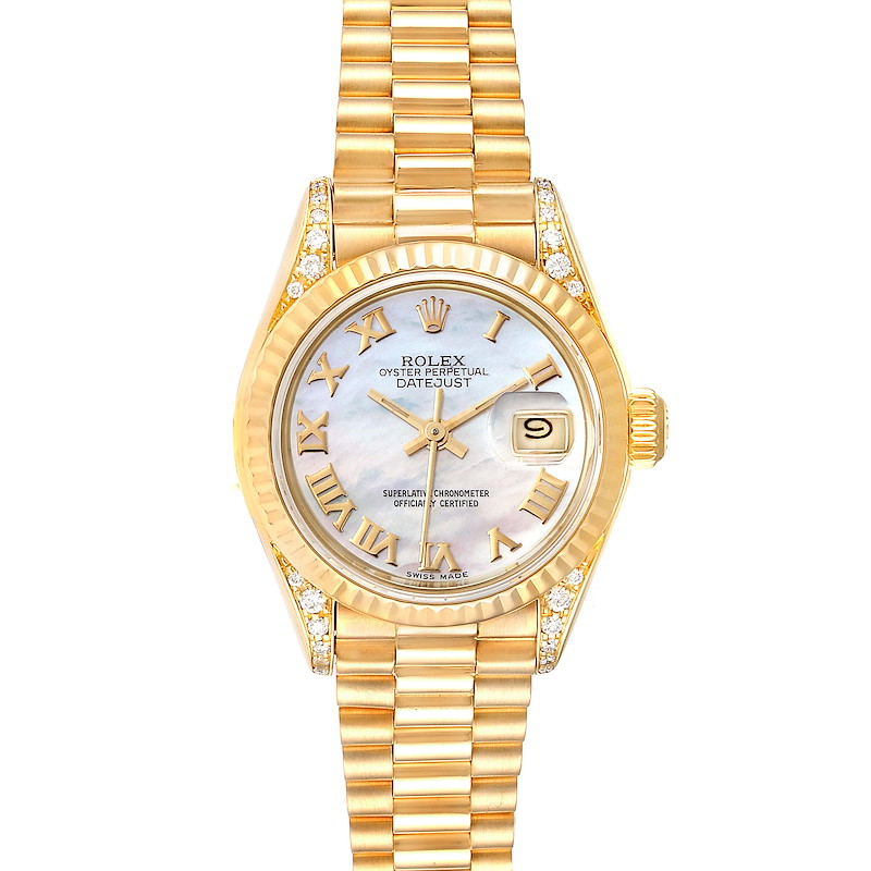 Rolex President Datejust 18K Yellow Gold Diamond Watch 69188 SwissWatchExpo
