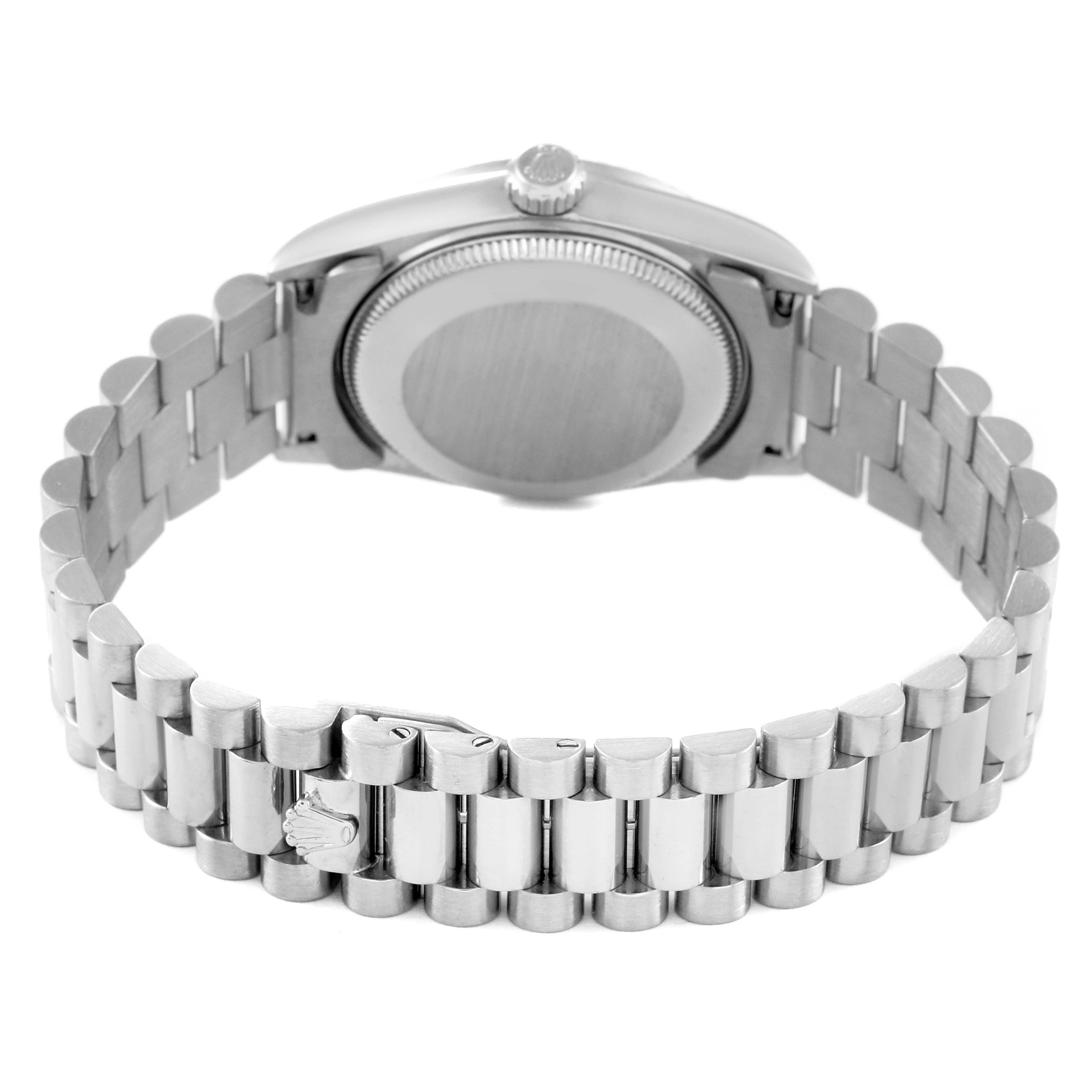 This image shows the back view of the Rolex President 78279 Women's White Gold Silver Dial 78279 Women's White Gold Silver Dial model watch, highlighting the bracelet and case back.