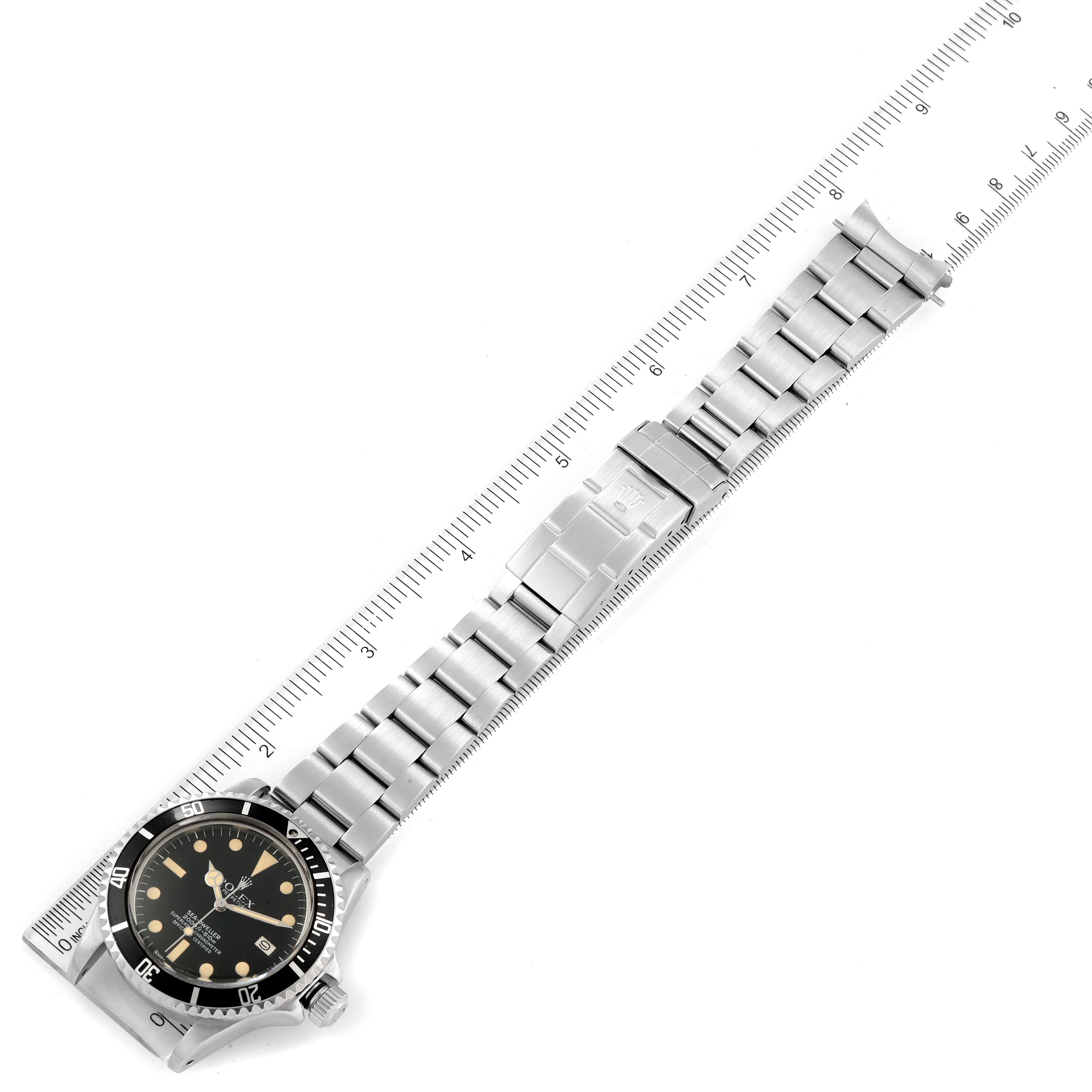The Rolex Vintage Collection 1665 Men's Stainless Steel Black Dial 1665 Men's Stainless Steel Black Dial model watch is shown from an overhead angle, displaying the dial, bezel, case, and bracelet.