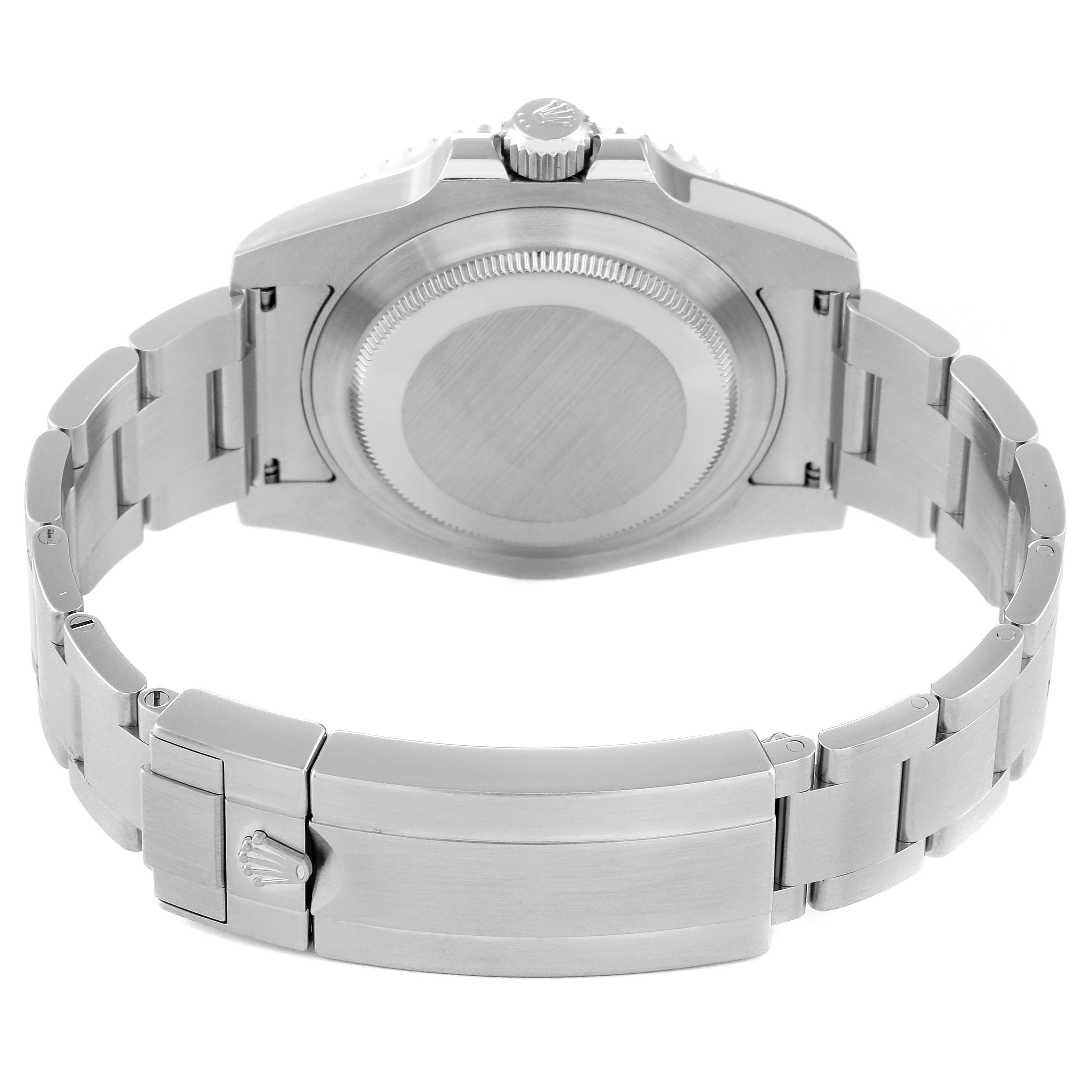 The image shows the back case and bracelet clasp of a Rolex Submariner 116610 Men
s Stainless Steel Black Dial 116610 Men
s Stainless Steel Black Dial watch from a rear angle.