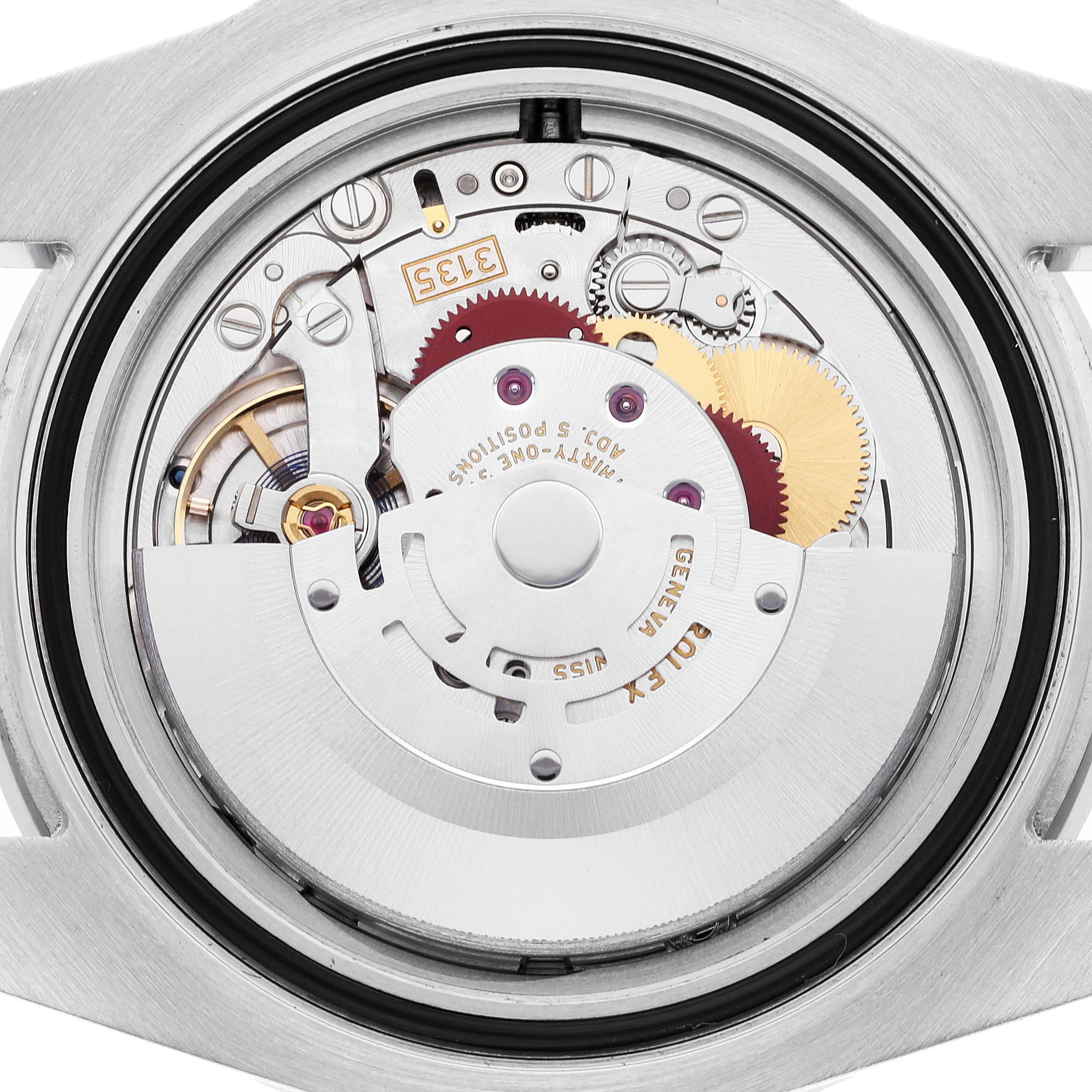 This image shows the internal mechanical movement of a Rolex Submariner 116610 Men
s Stainless Steel Black Dial 116610 Men
s Stainless Steel Black Dial watch, viewed from the back.